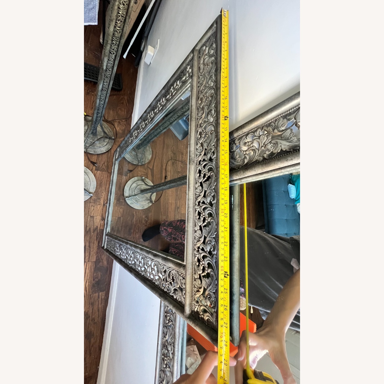 Vintage Forged Iron Lamp and Mirror Set - image-2