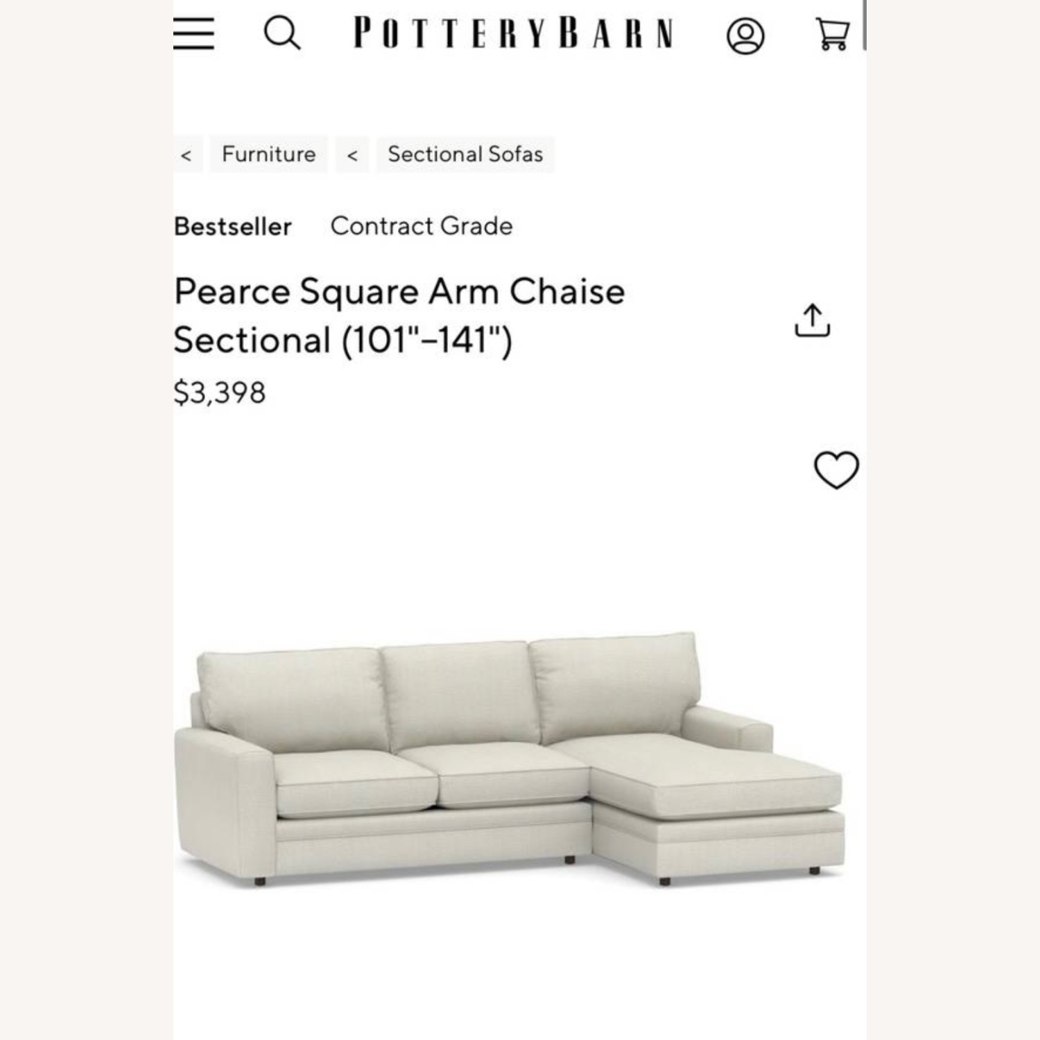Pottery Barn Pearce Chaise Sectional - image-9