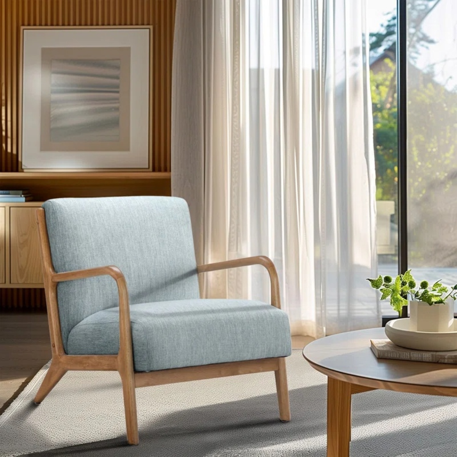 Wayfair Novak Teal Upholstered Mid-Century Armchair - image-4