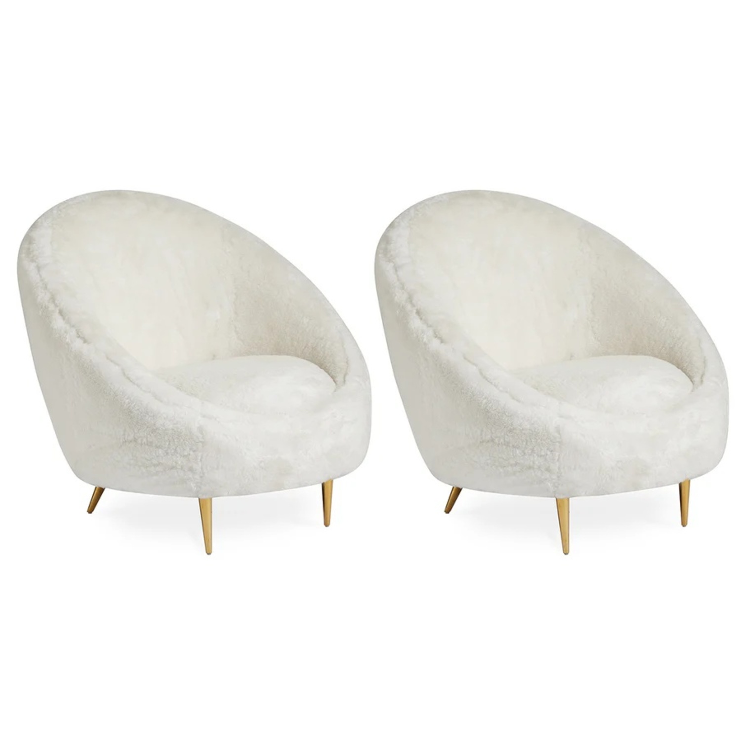 Jonathan Adler Sheepskin Ether Chairs Set of 2 - image-4