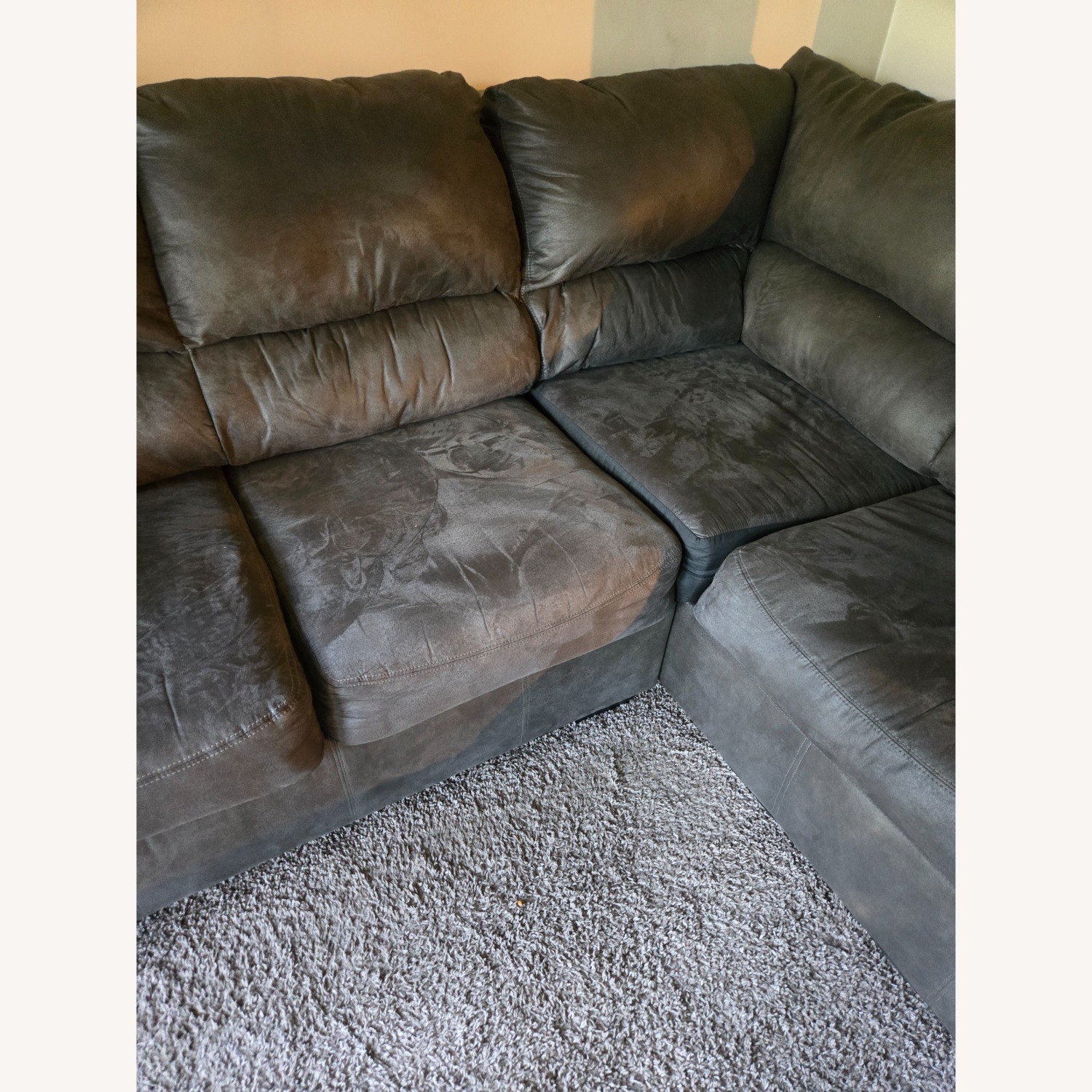 Ashley Furniture Grey Faux Leather 2 piece Sectional - image-6