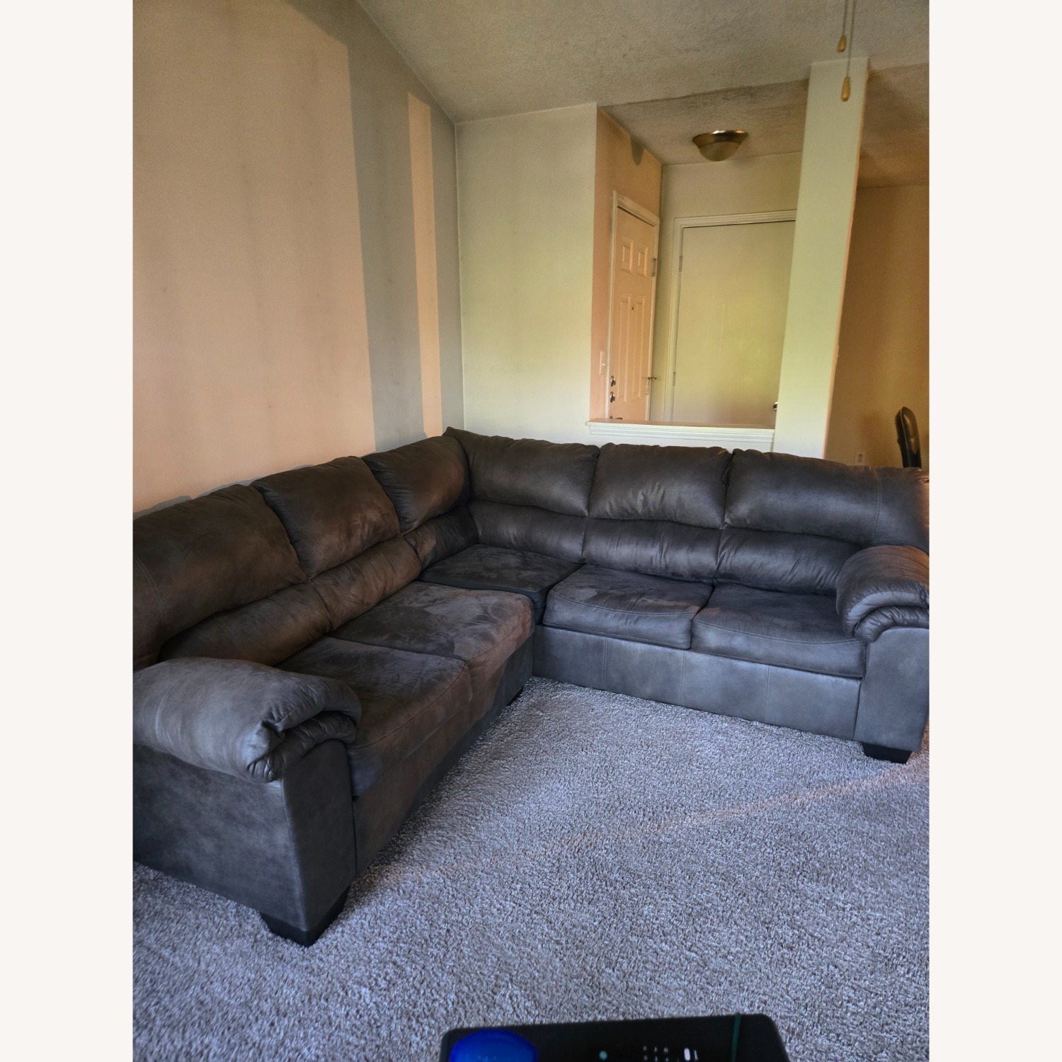 Ashley Furniture Grey Faux Leather 2 piece Sectional - image-1