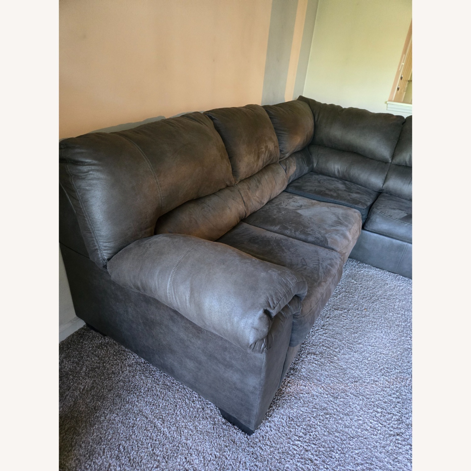 Ashley Furniture Grey Faux Leather 2 piece Sectional - image-3