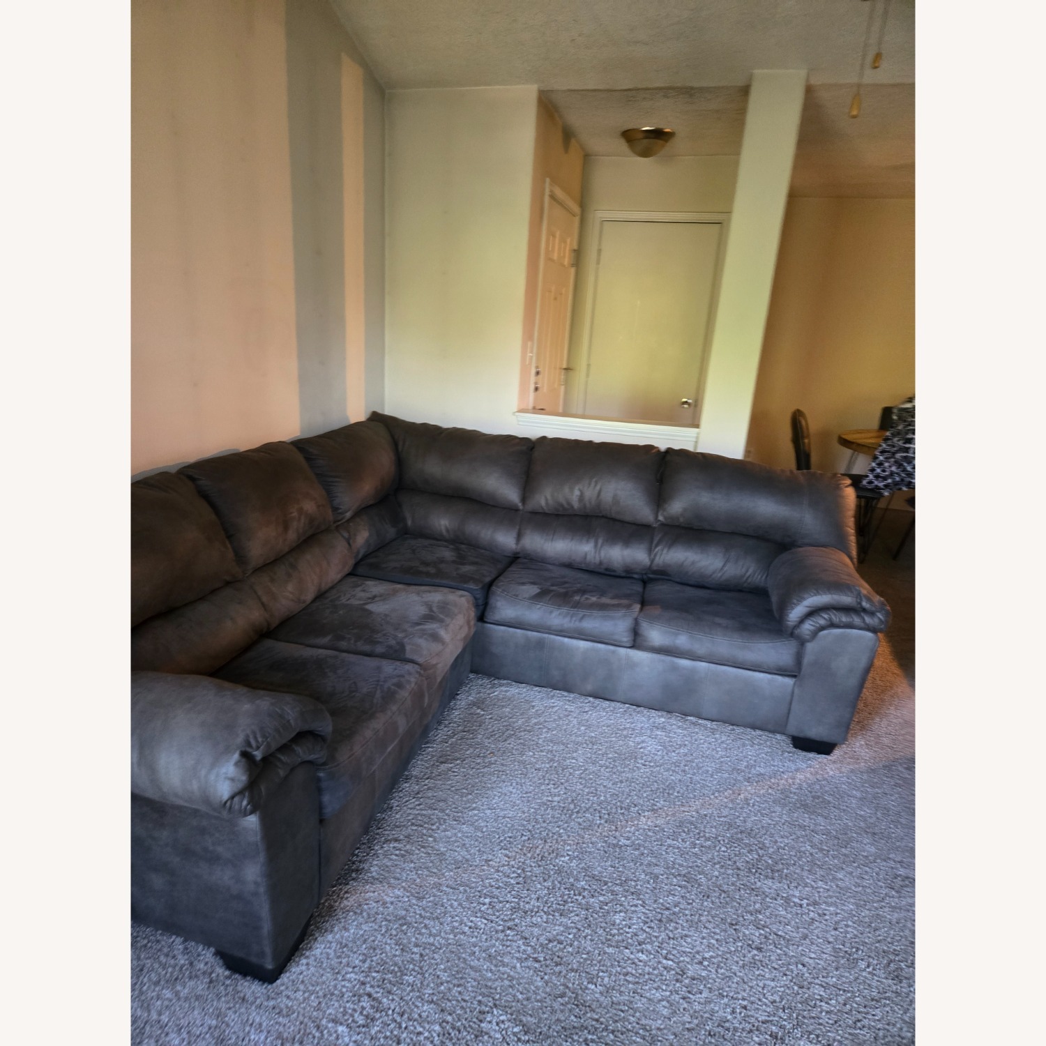 Ashley Furniture Grey Faux Leather 2 piece Sectional - image-5