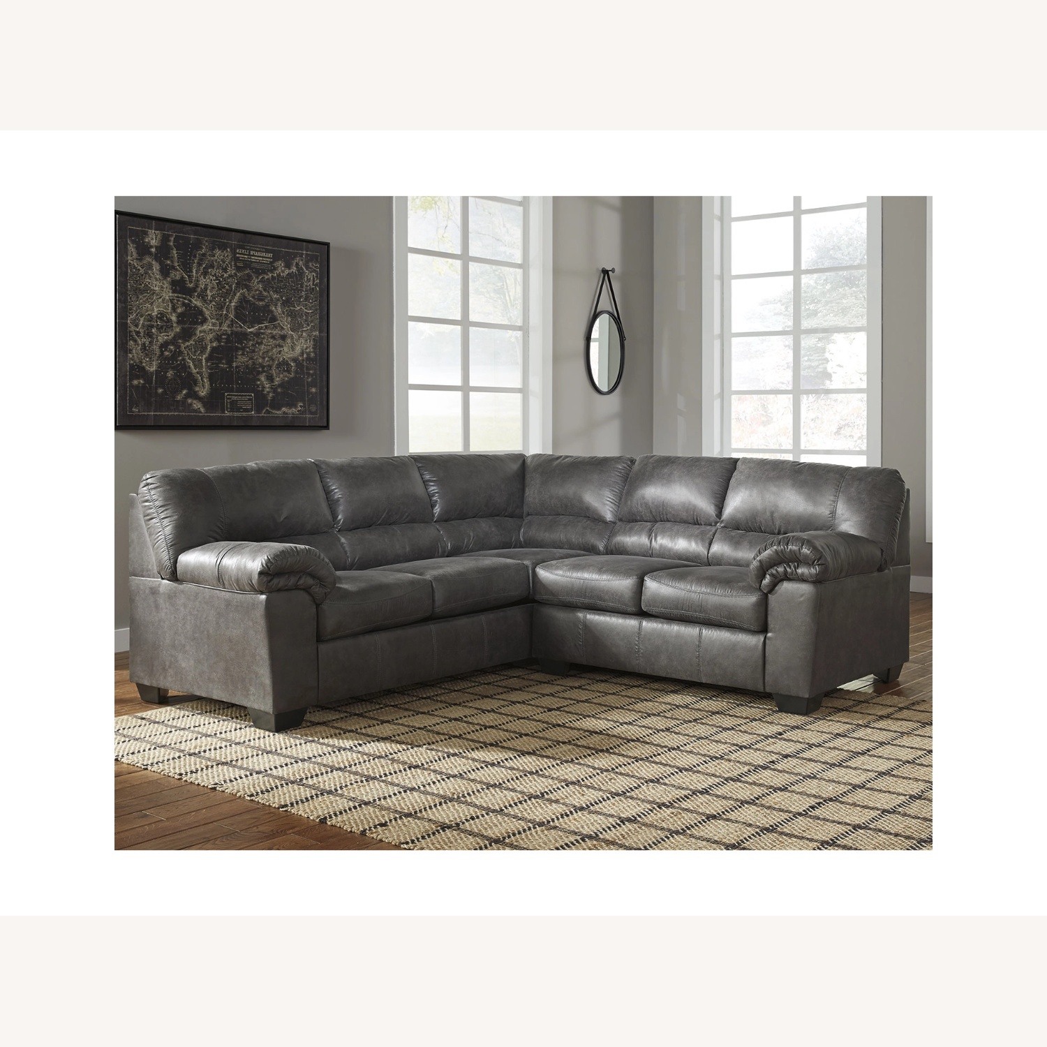 Ashley Furniture Grey Faux Leather 2 piece Sectional - image-7