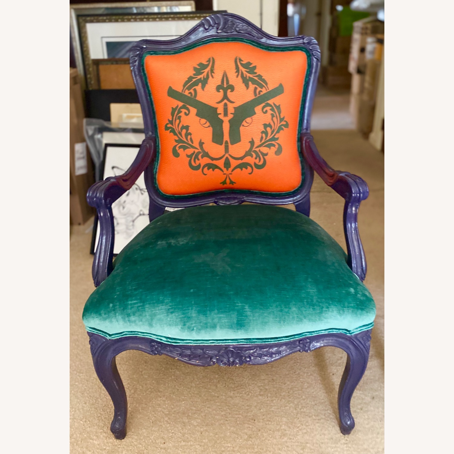 French Louis XV Style Armchairs Done By Artist - image-2