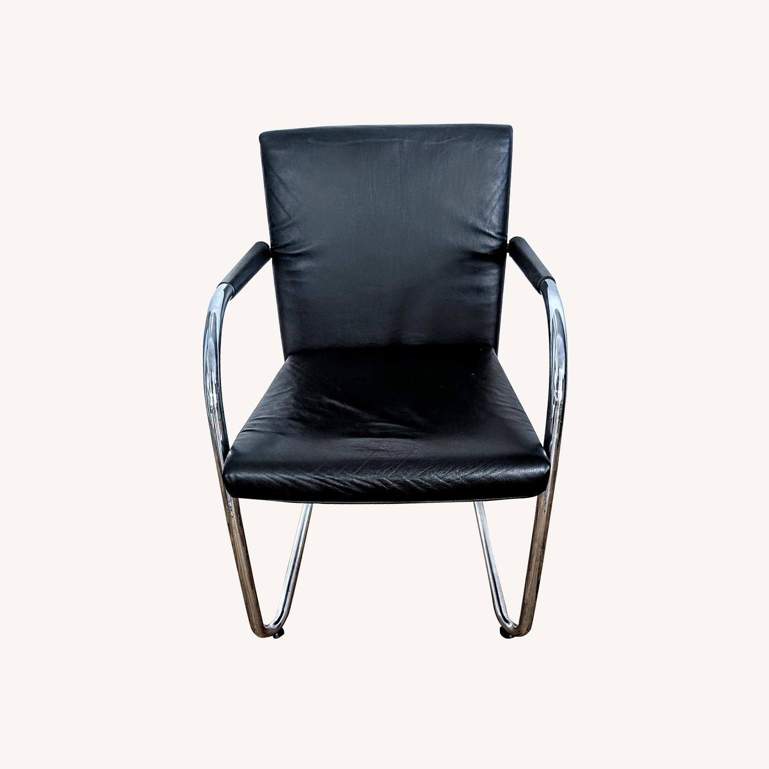 Black Leather & Chrome Chairs - image-0