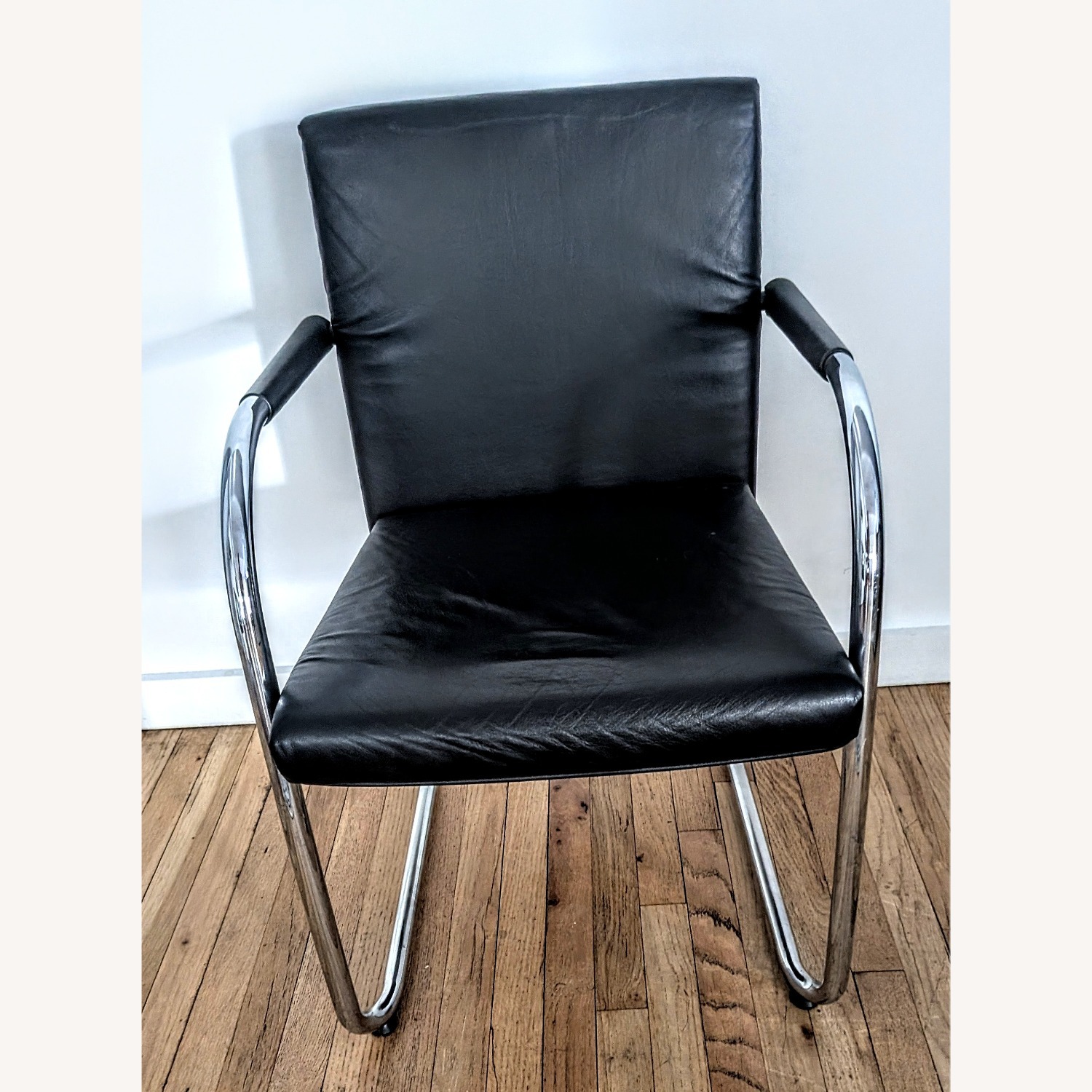 Black Leather & Chrome Chairs - image-1