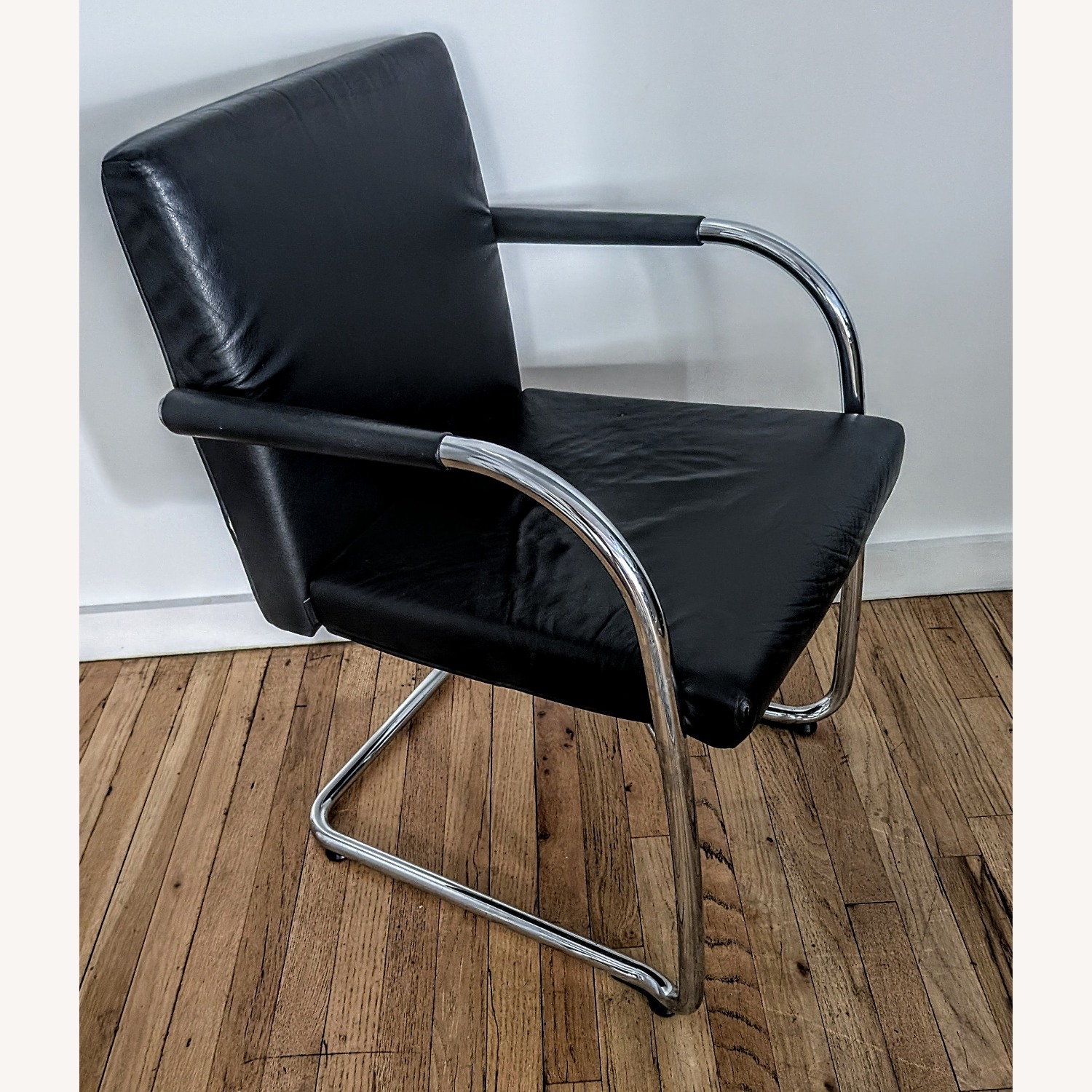 Black Leather & Chrome Chairs - image-2