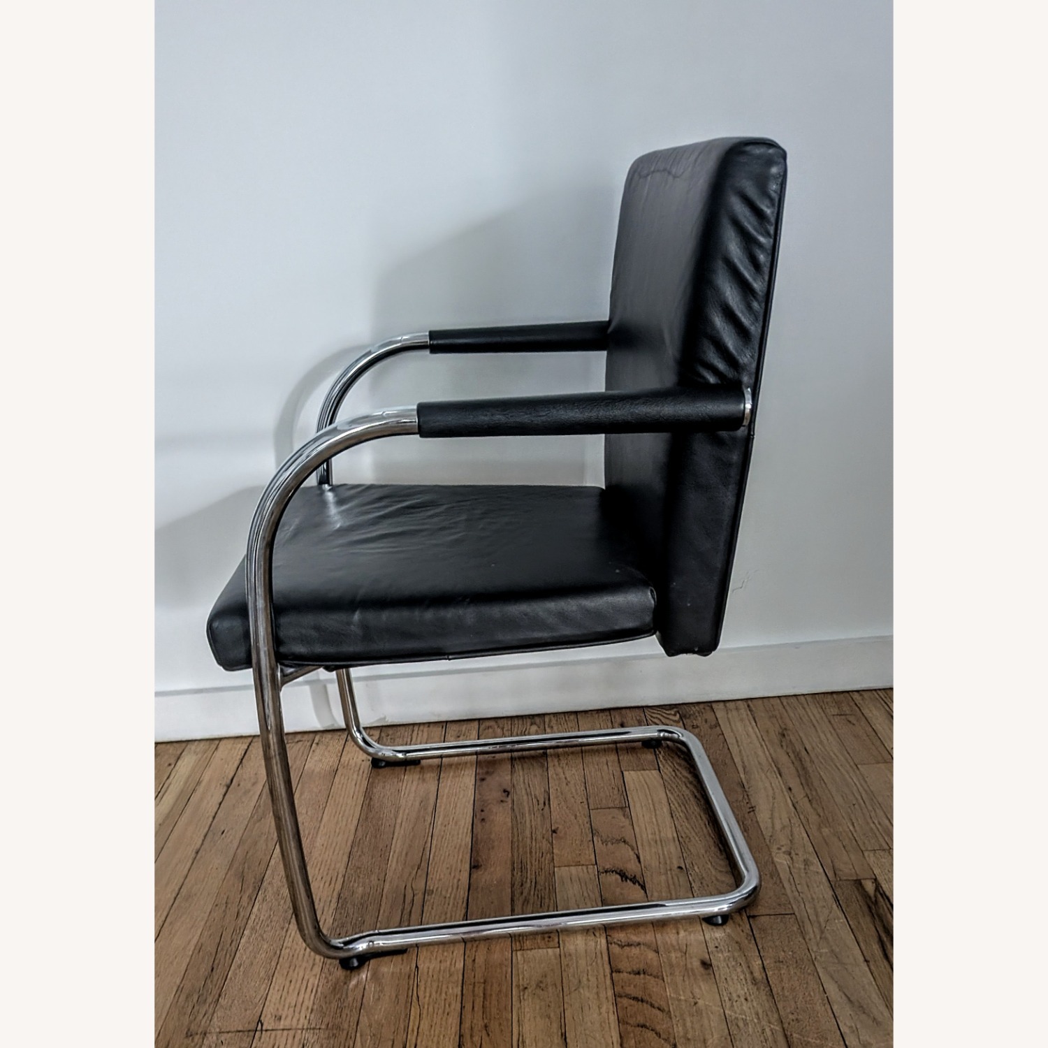 Black Leather & Chrome Chairs - image-3