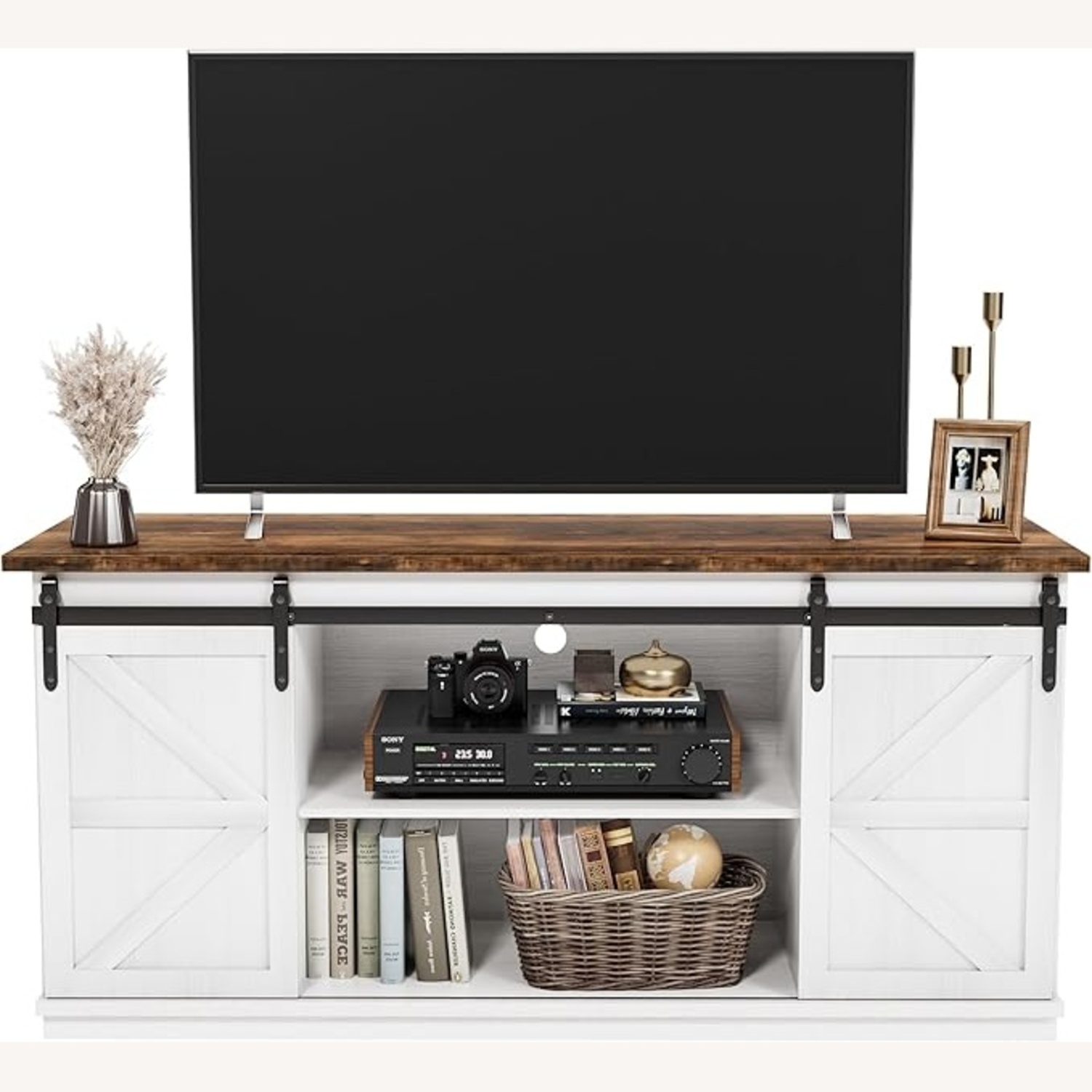 Shahoo TV Stand With Sliding Barn Doors  - image-4