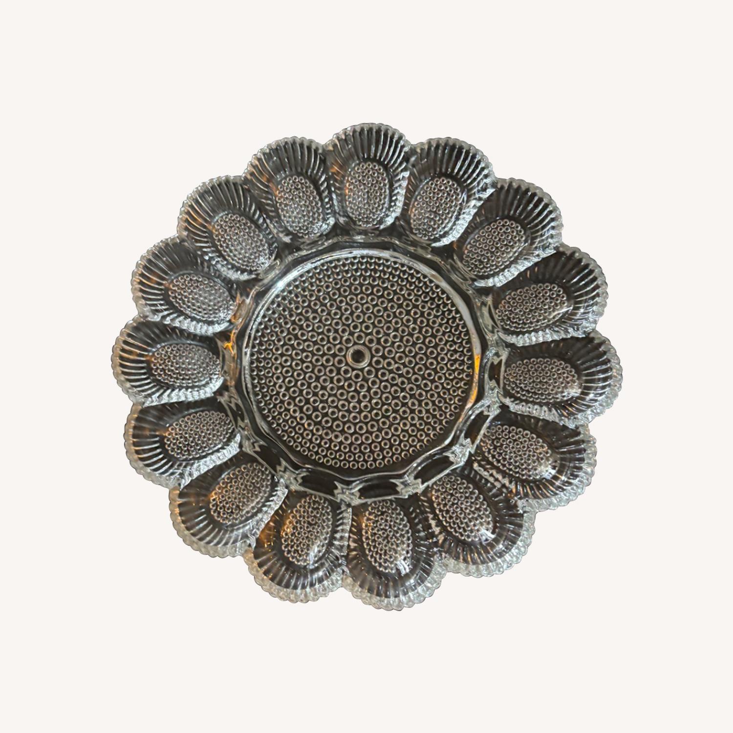 Vintage Indiana Hobnail Glass Egg Holder Platter - image-0