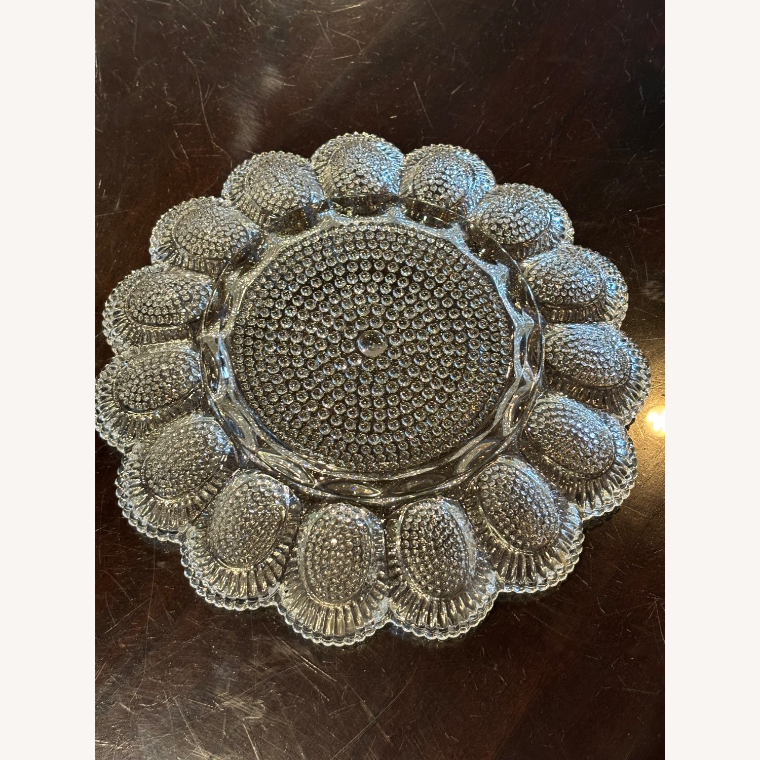 Vintage Indiana Hobnail Glass Egg Holder Platter - image-11