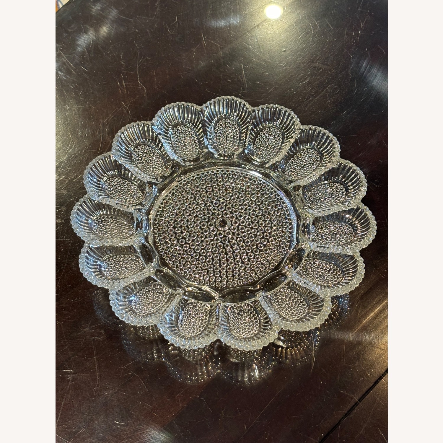 Vintage Indiana Hobnail Glass Egg Holder Platter - image-10
