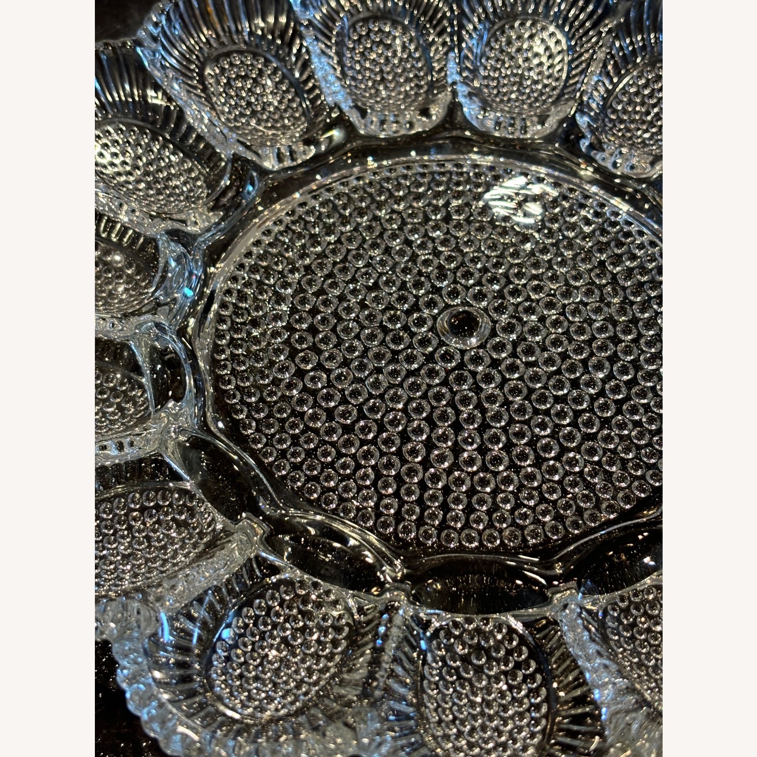 Vintage Indiana Hobnail Glass Egg Holder Platter - image-9
