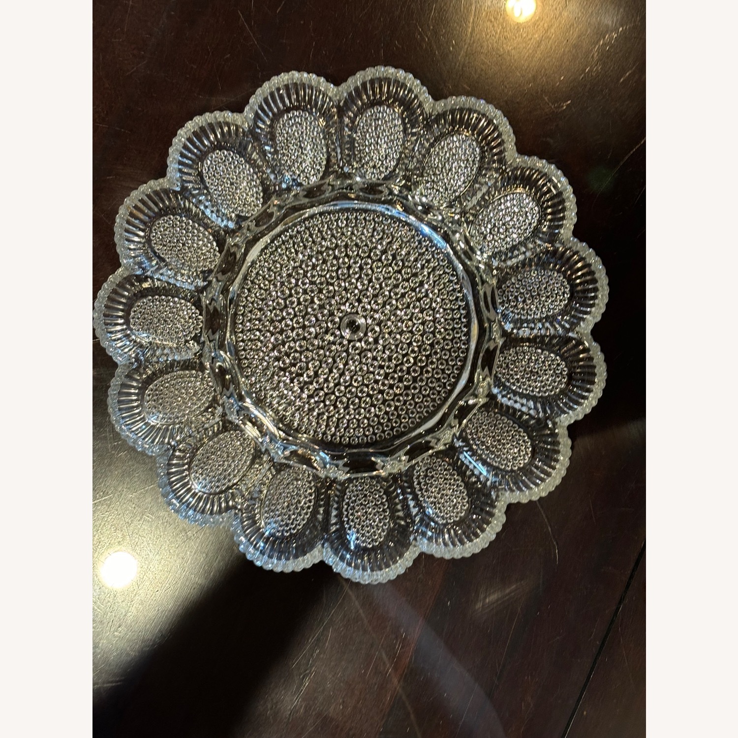 Vintage Indiana Hobnail Glass Egg Holder Platter - image-3