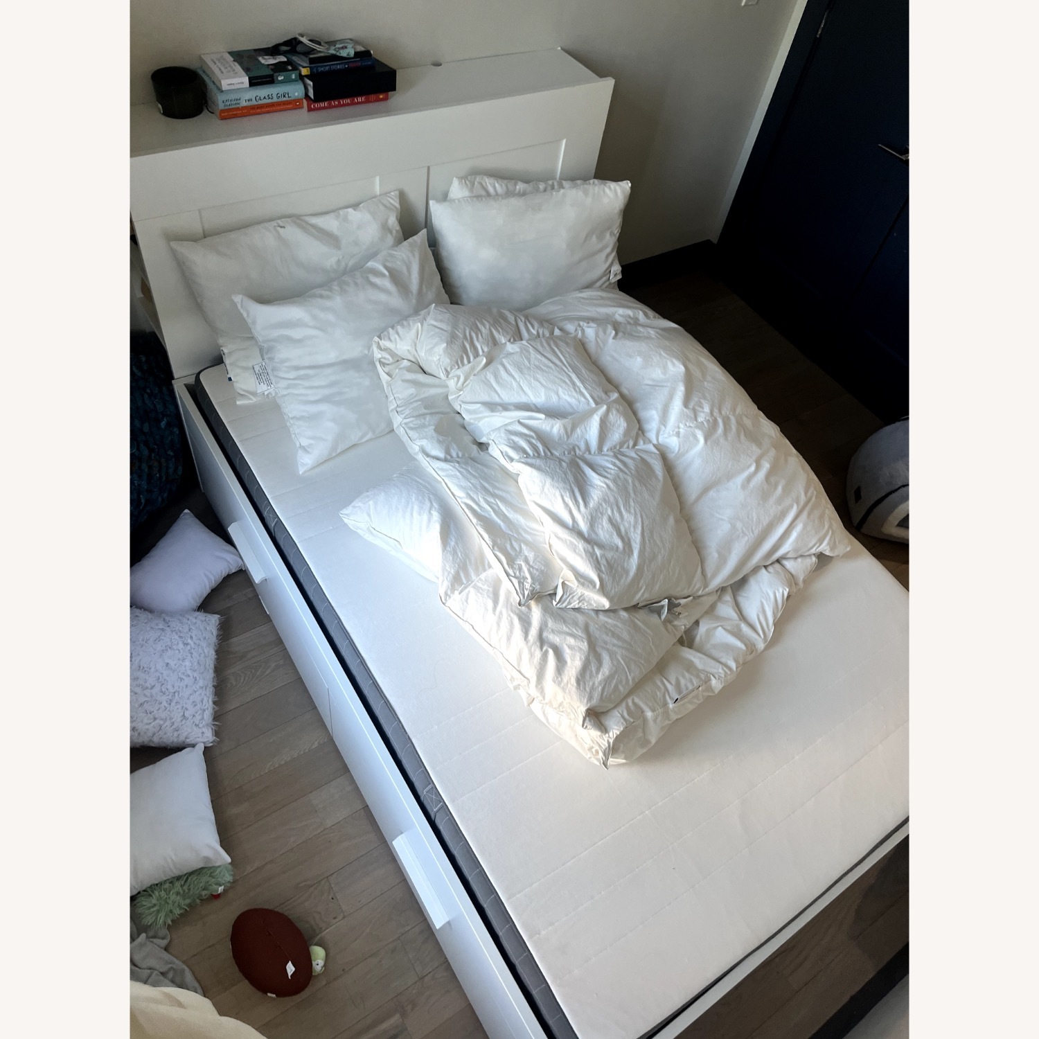 IKEA BRIMNES Bed Frame with Storage & Headboard, White, Full - image-4