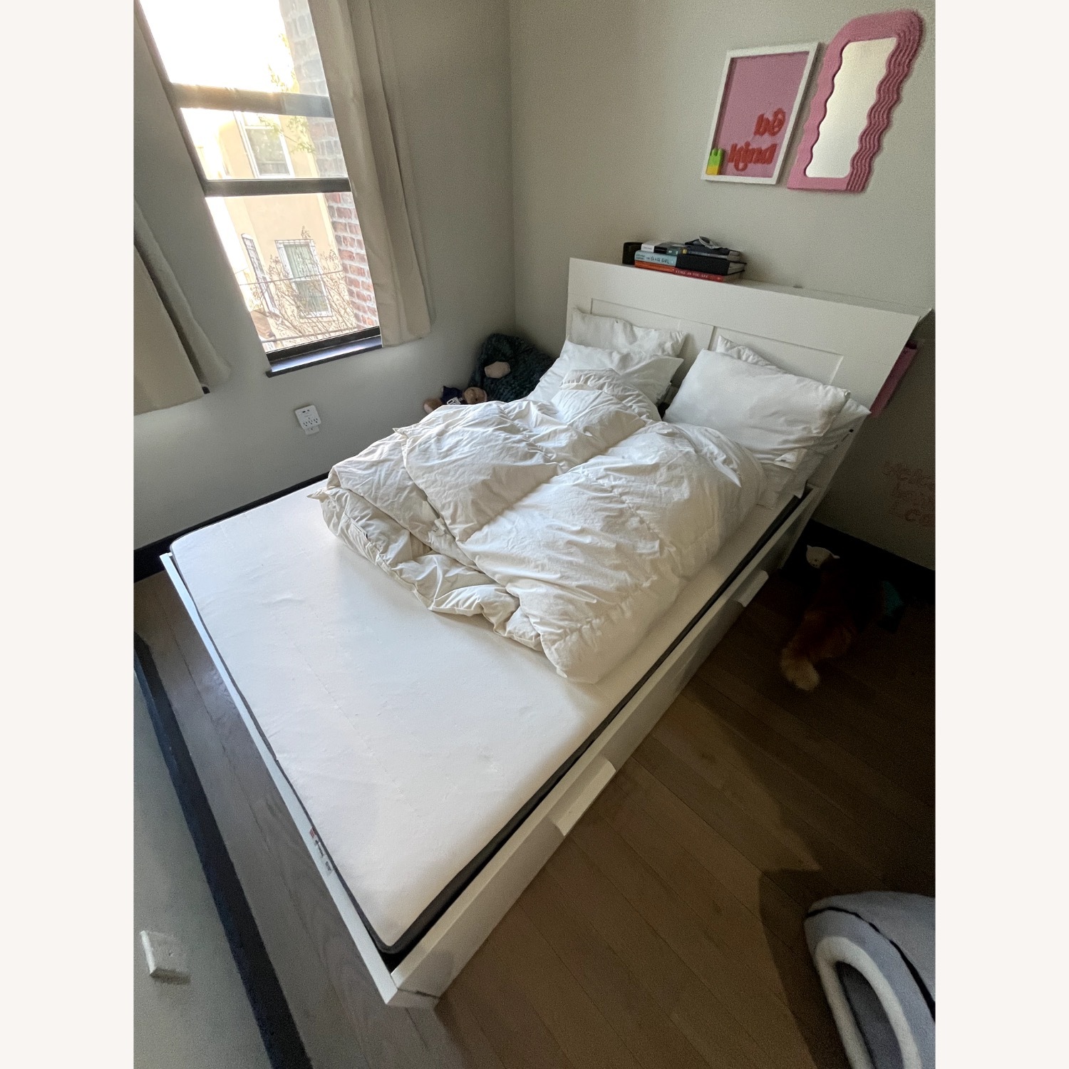 IKEA BRIMNES Bed Frame with Storage & Headboard, White, Full - image-3
