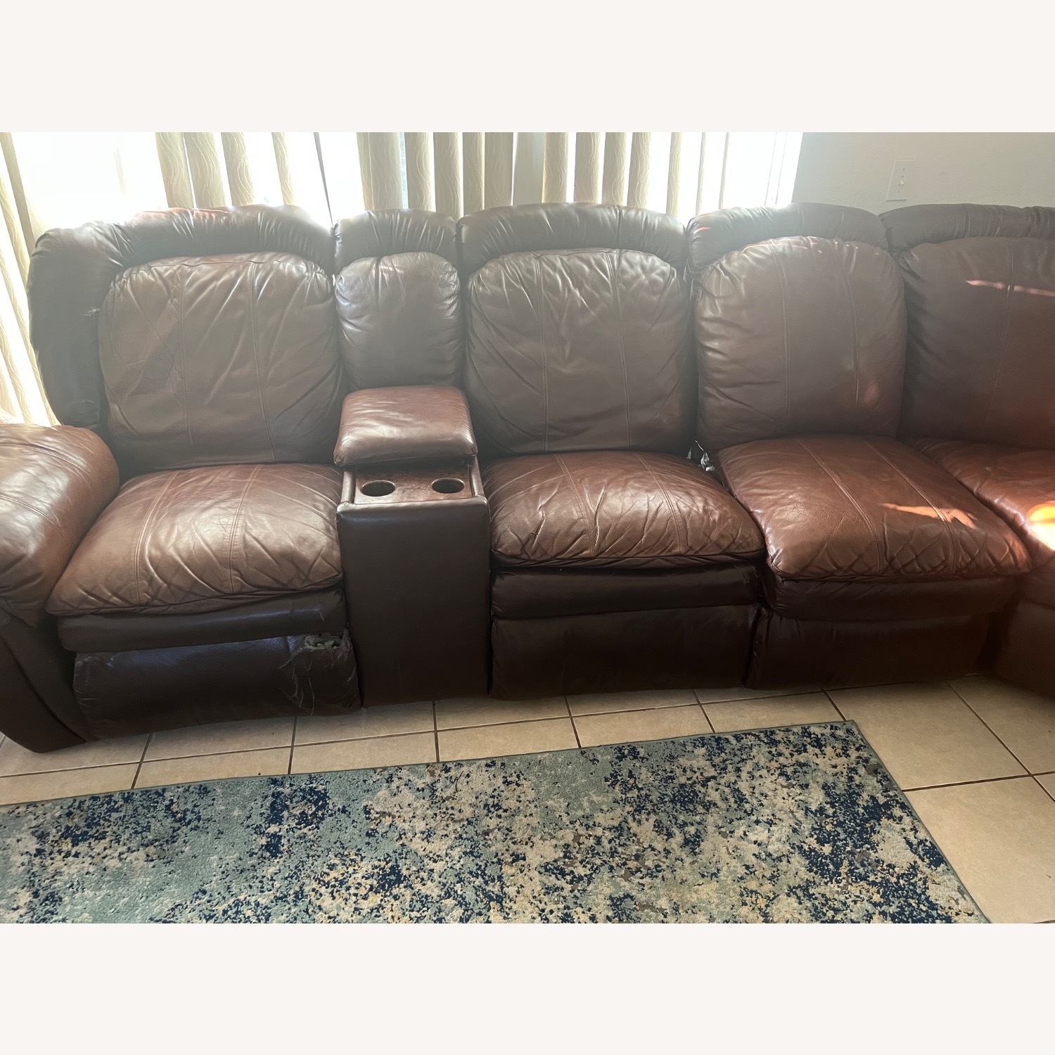 Dark Brown Leather Sectional - image-2