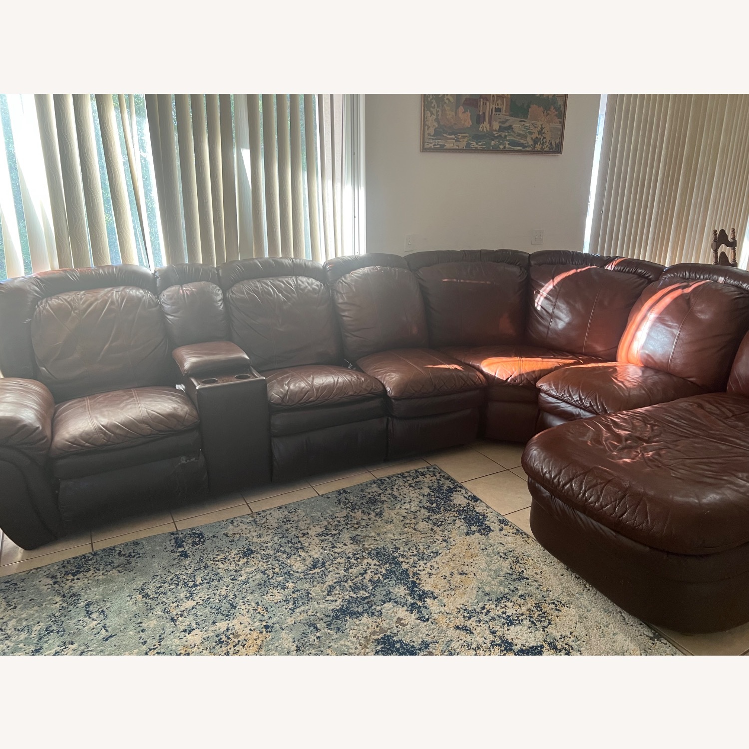 Dark Brown Leather Sectional - image-1