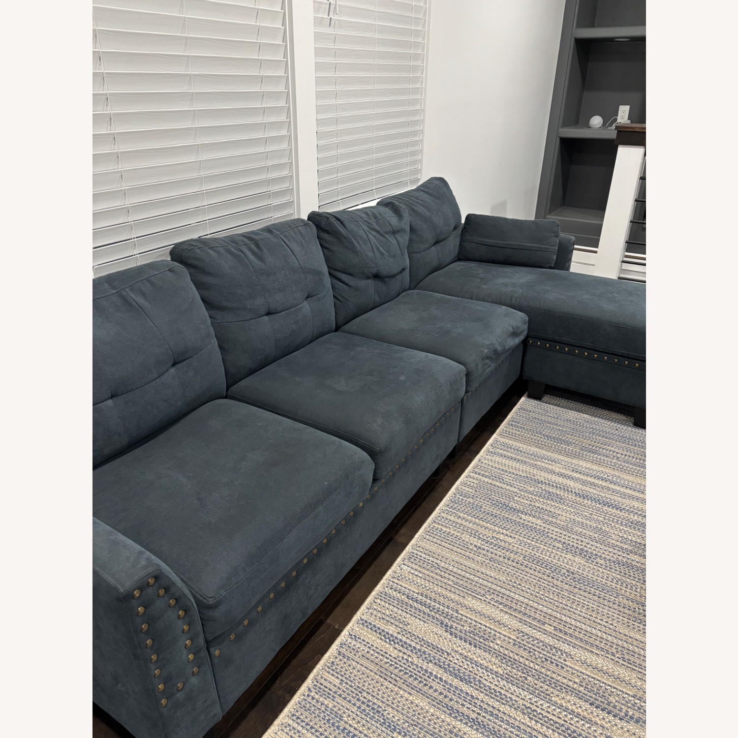 Wayfair Blue Suede Sectional Sofa - image-1