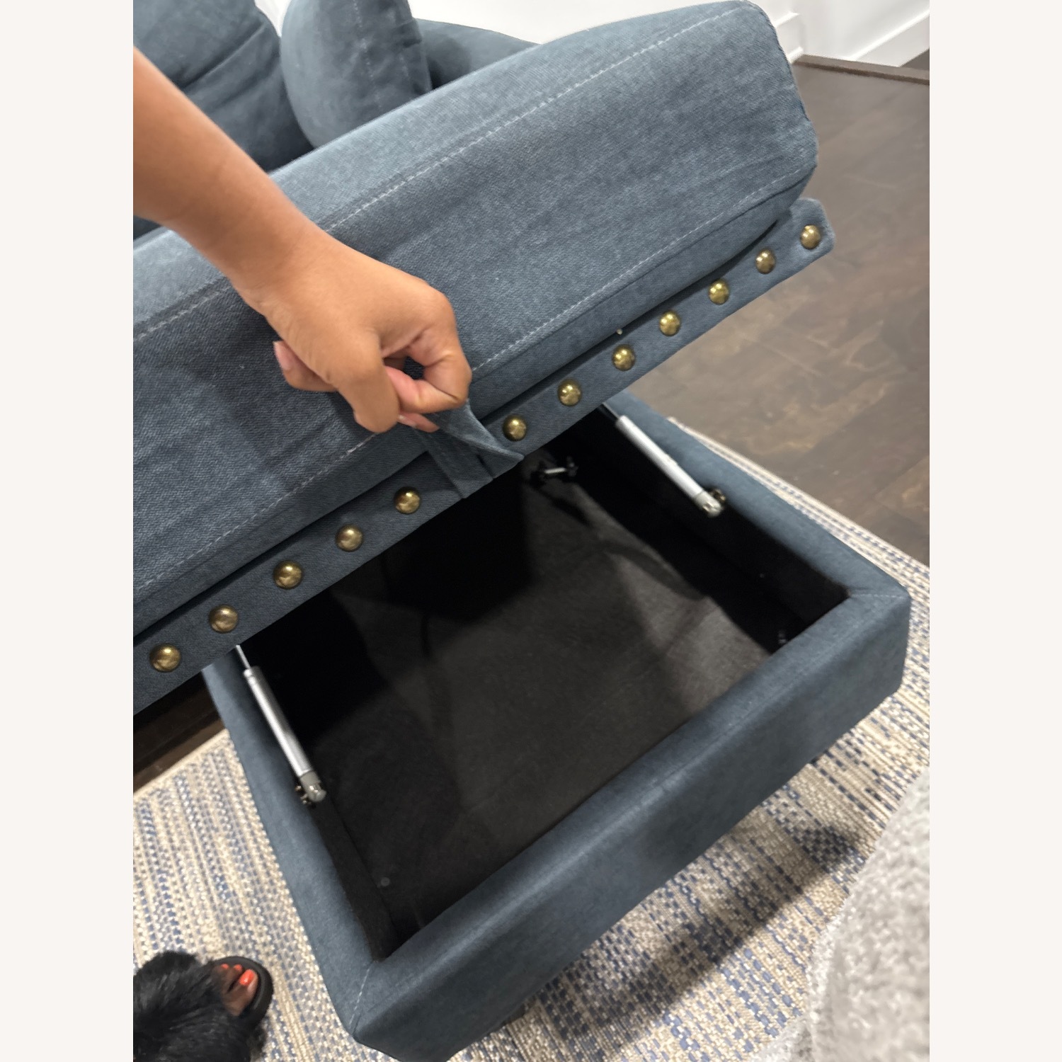 Wayfair Blue Suede Sectional Sofa - image-4