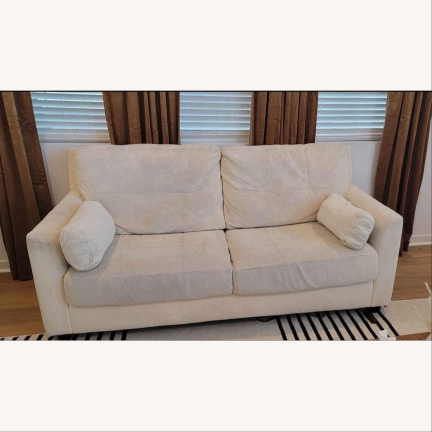 Elegant Suede Cream Sofa - image-3