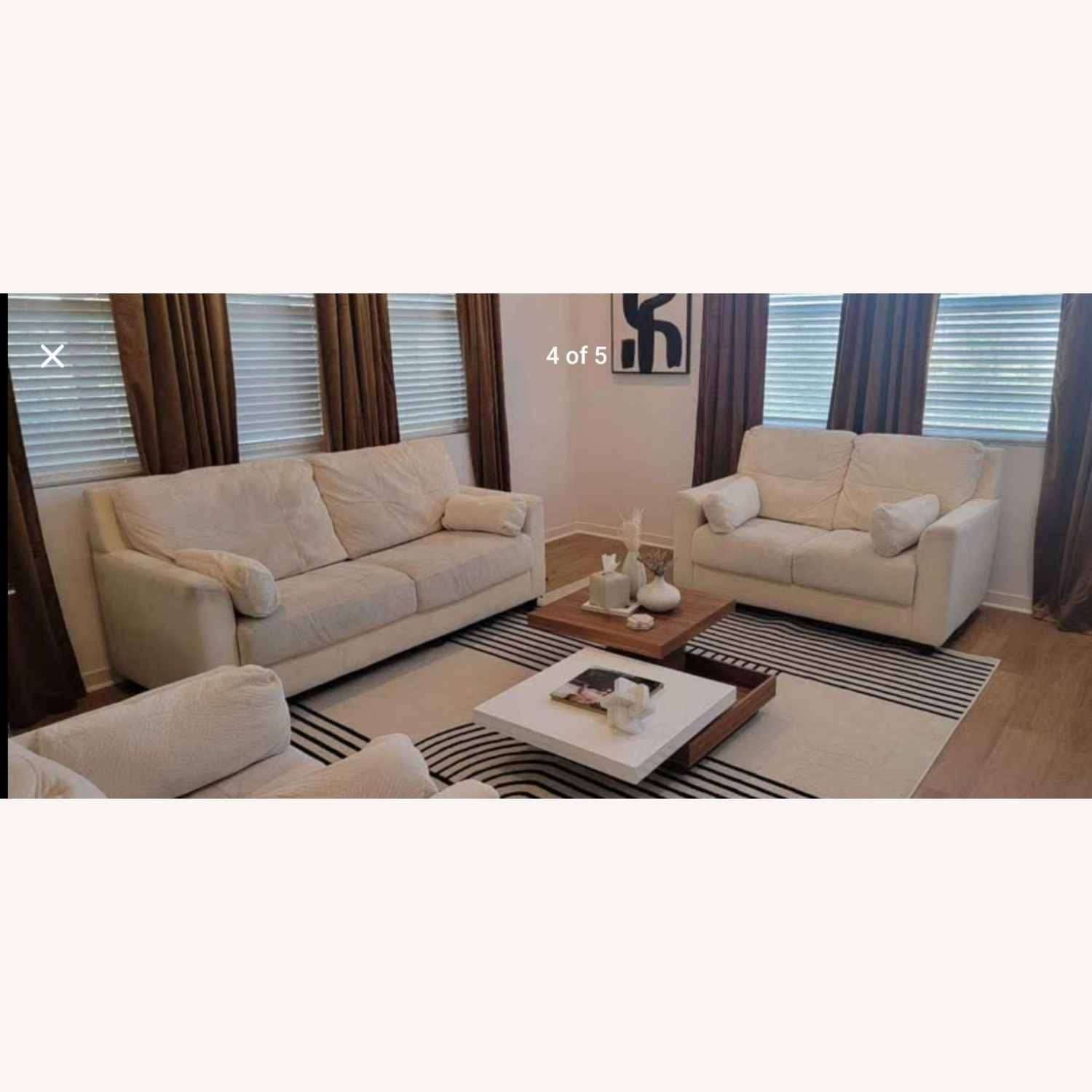 Elegant Suede Cream Sofa - image-2