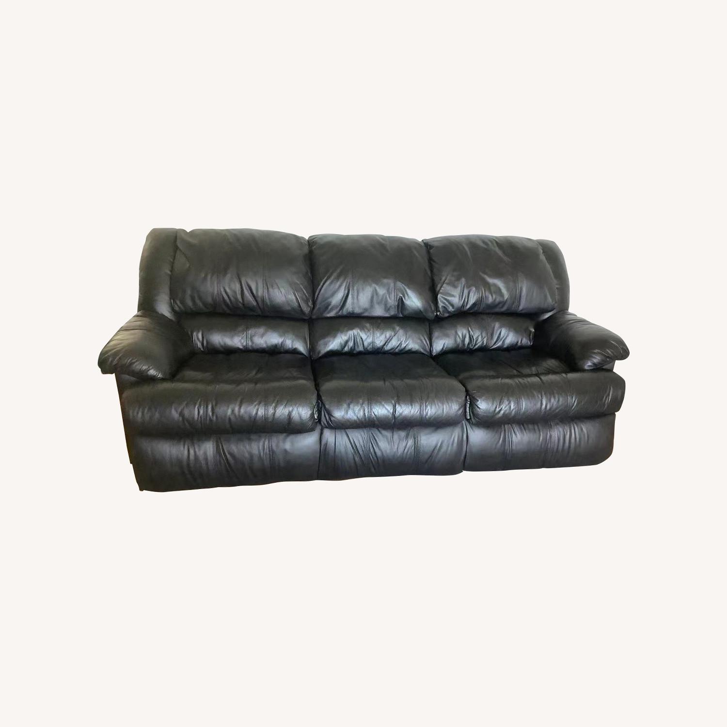 Real Leather Sleeper Sofa Sealy Mattress - image-0