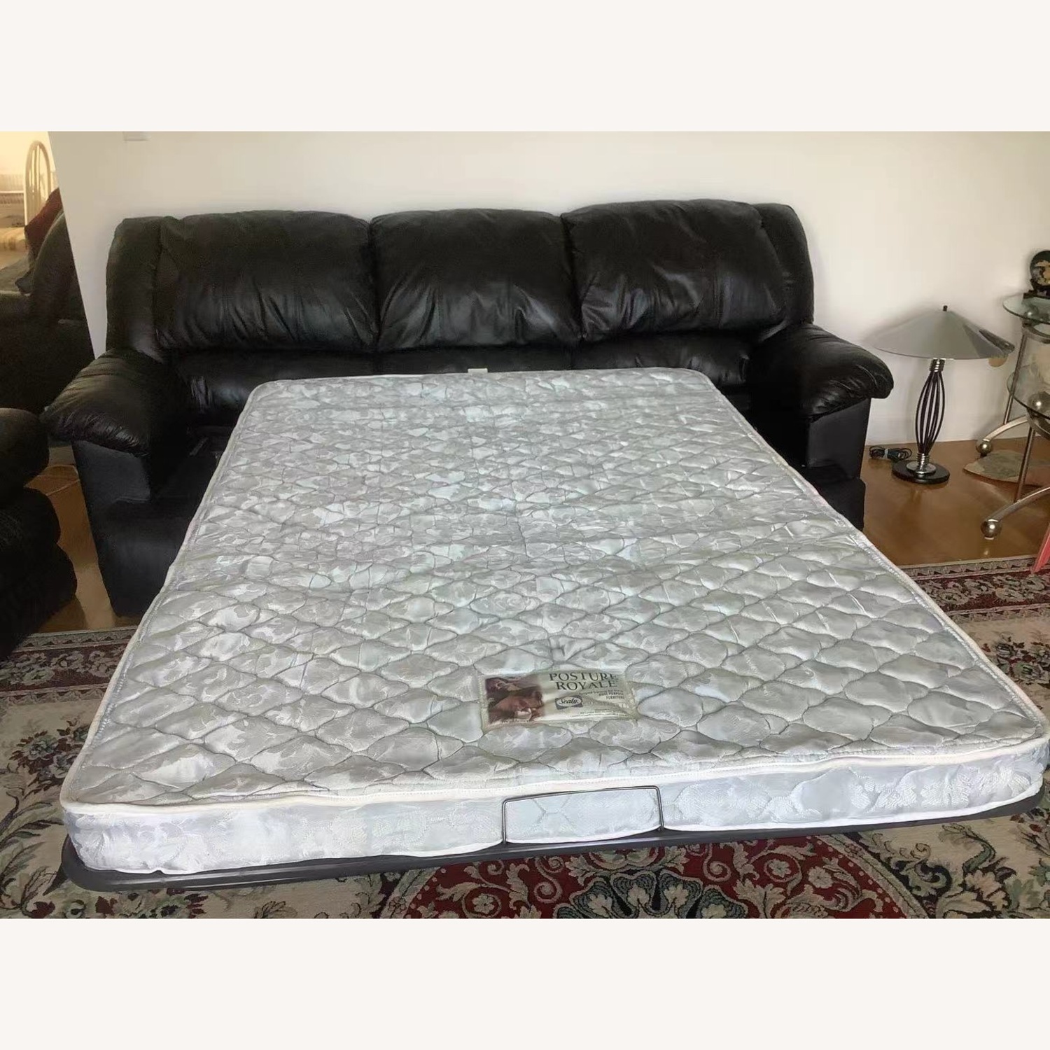Real Leather Sleeper Sofa Sealy Mattress - image-5