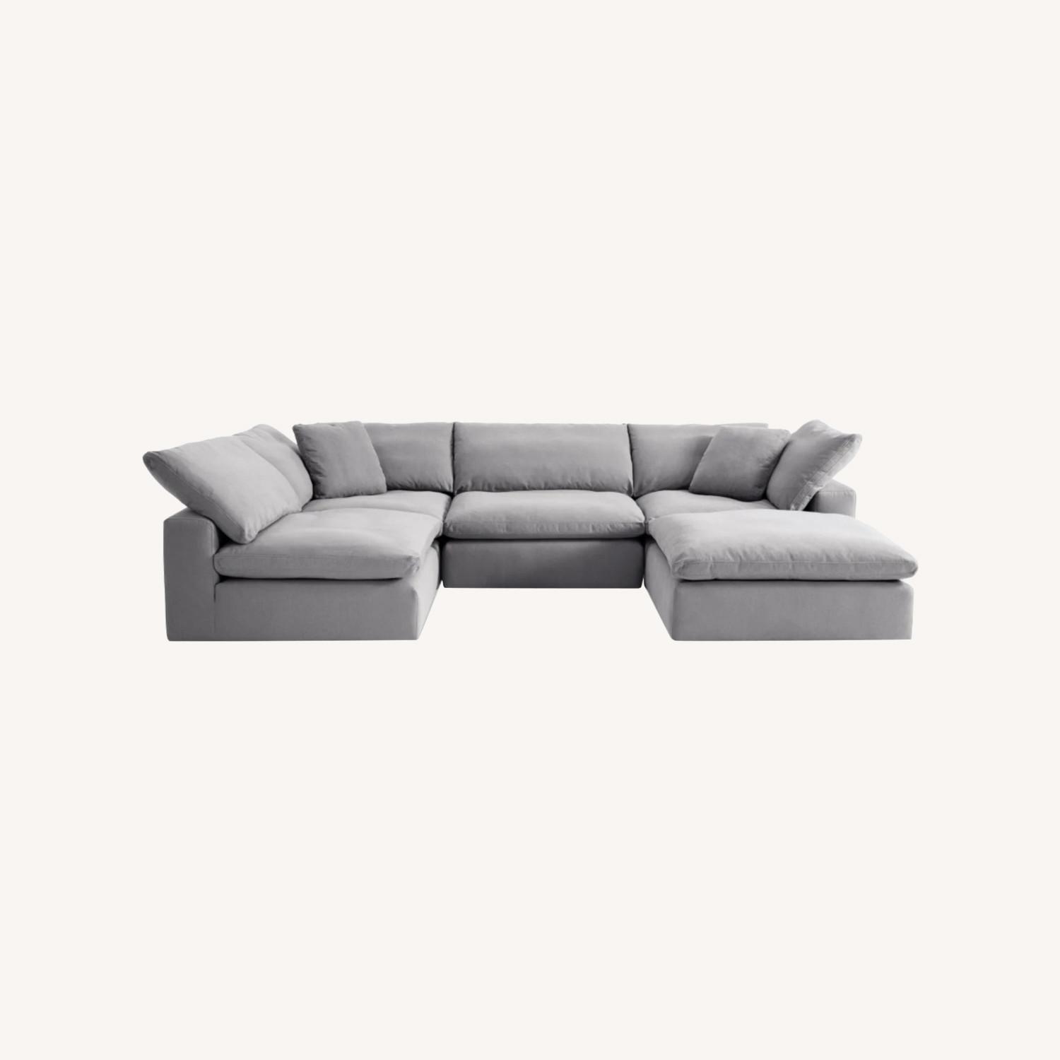 Dream Gray 131'' 5 Piece Modular Sectional with Ottoman - image-0
