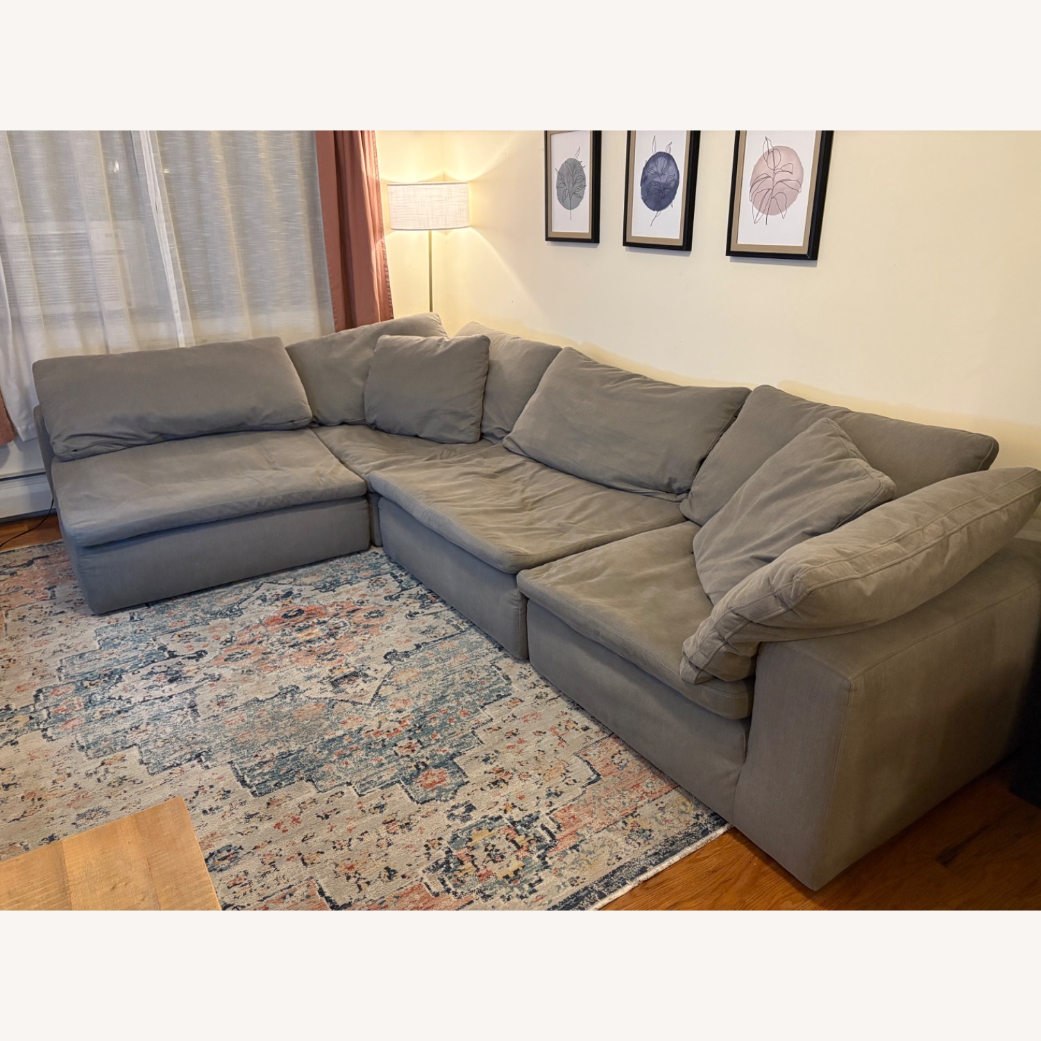 Dream Gray 131'' 5 Piece Modular Sectional with Ottoman - image-1