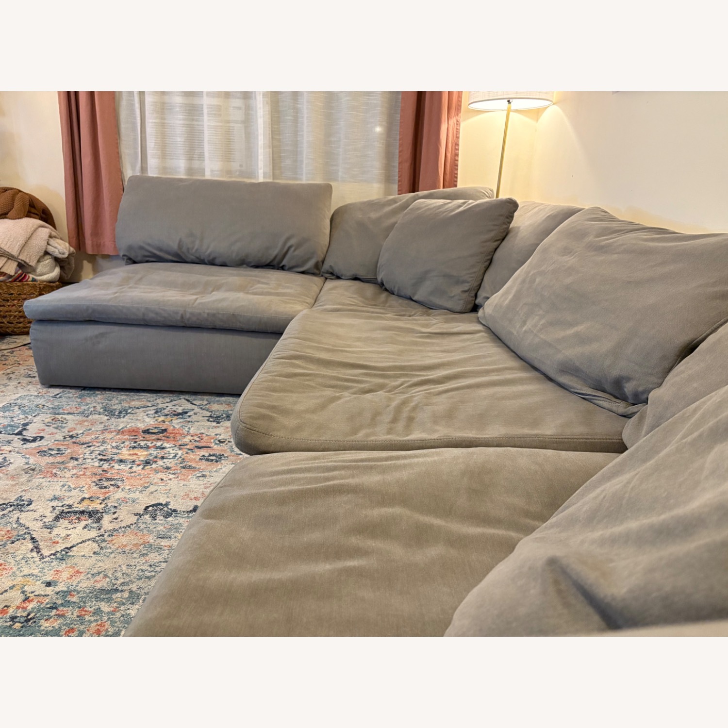 Dream Gray 131'' 5 Piece Modular Sectional with Ottoman - image-5