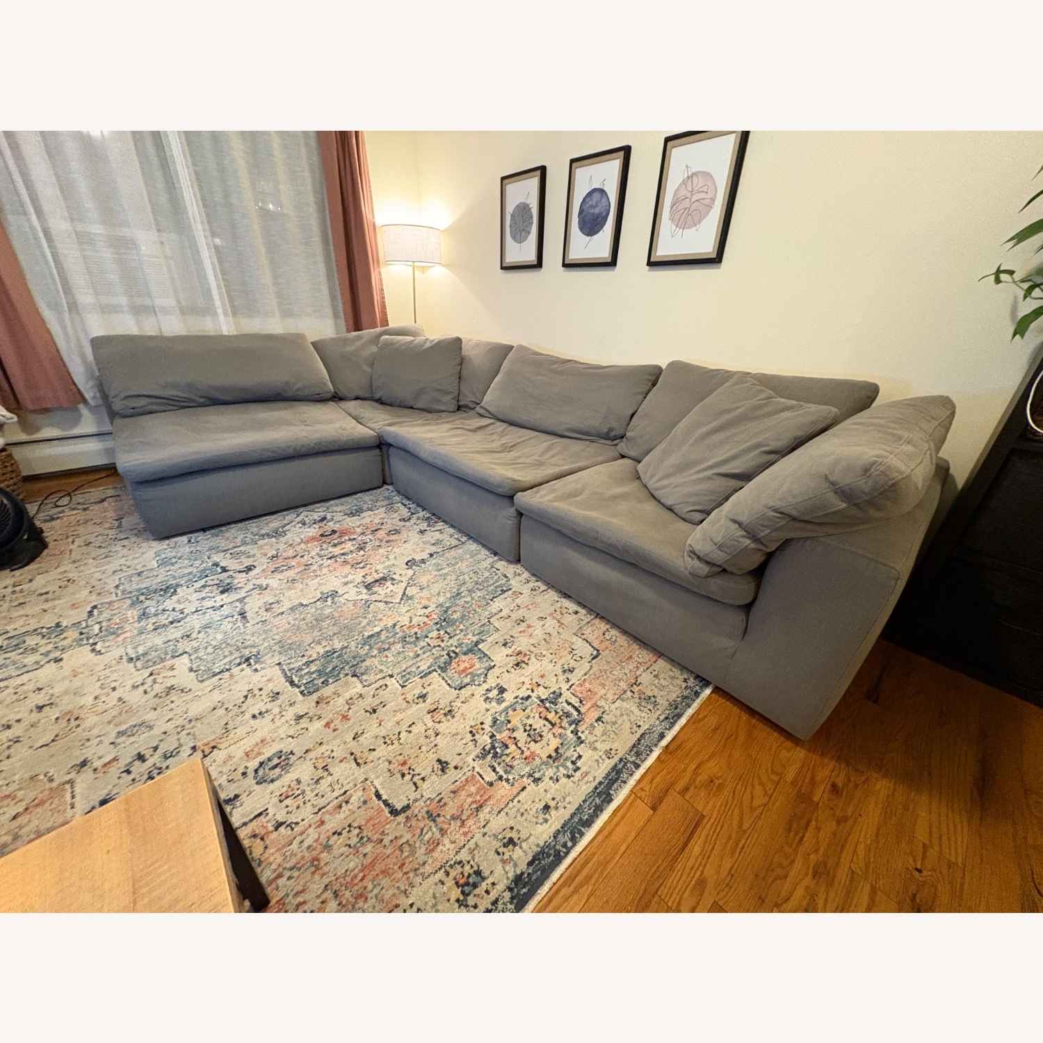 Dream Gray 131'' 5 Piece Modular Sectional with Ottoman - image-2
