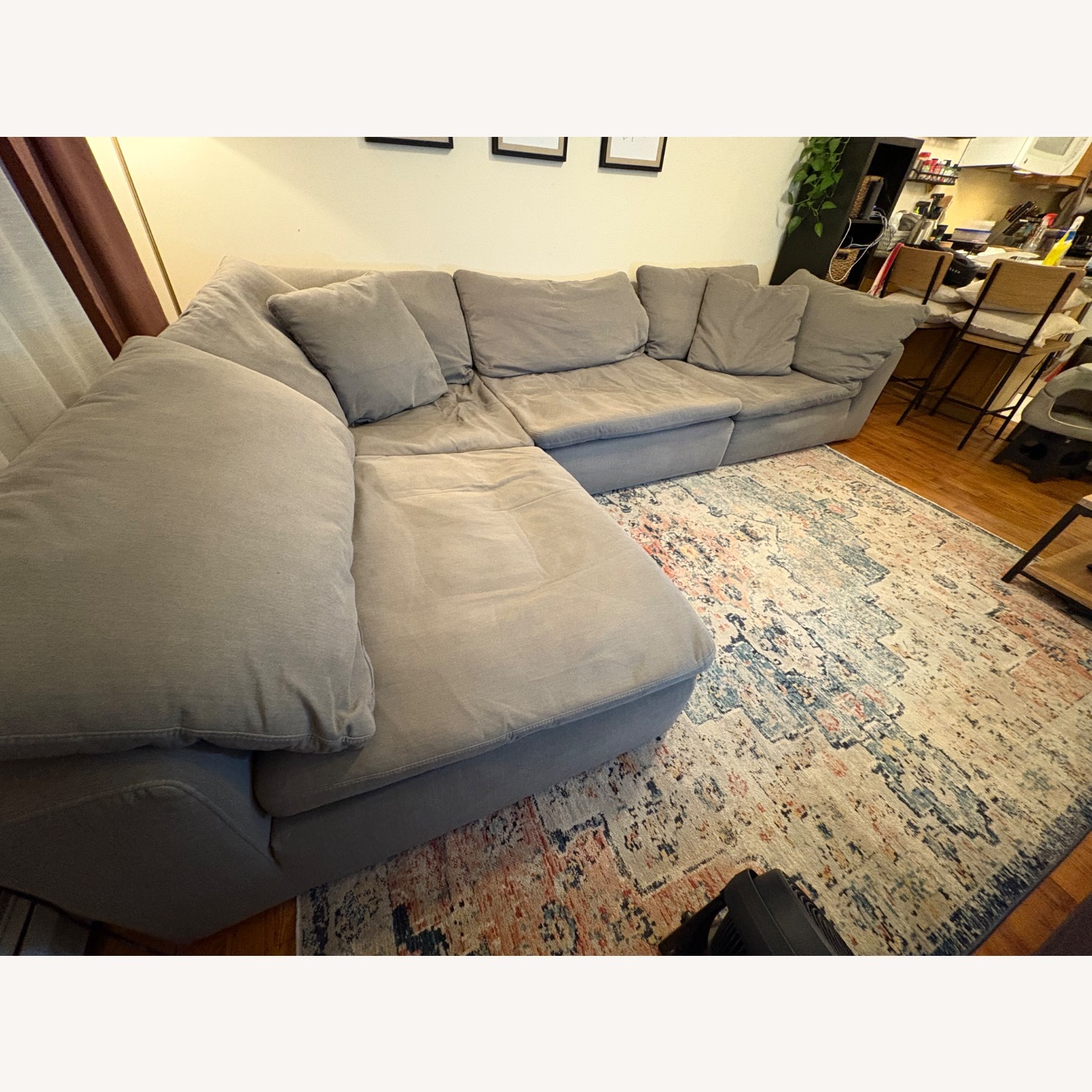 Dream Gray 131'' 5 Piece Modular Sectional with Ottoman - image-3