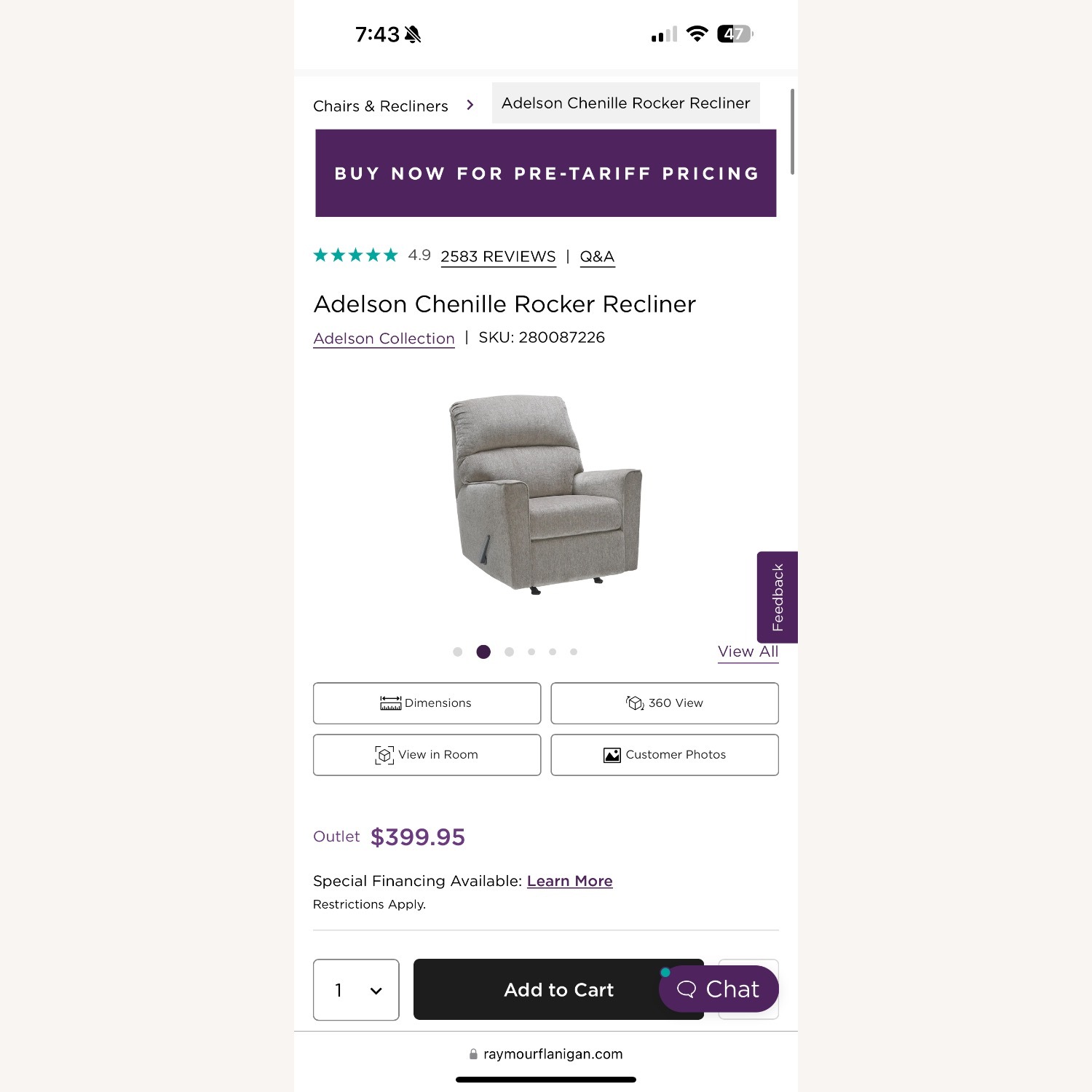 Adelson Chenille Rocker Recliner - image-5