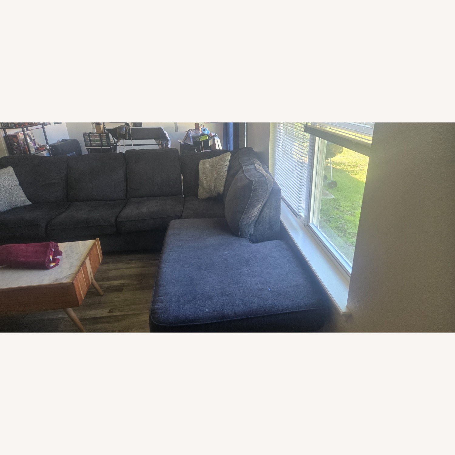 Dark Blue L Shaped Couch  - image-14