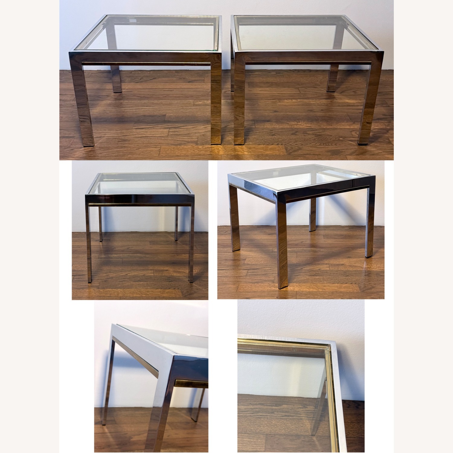 Chrome, Brass & Glass Side Tables - image-8