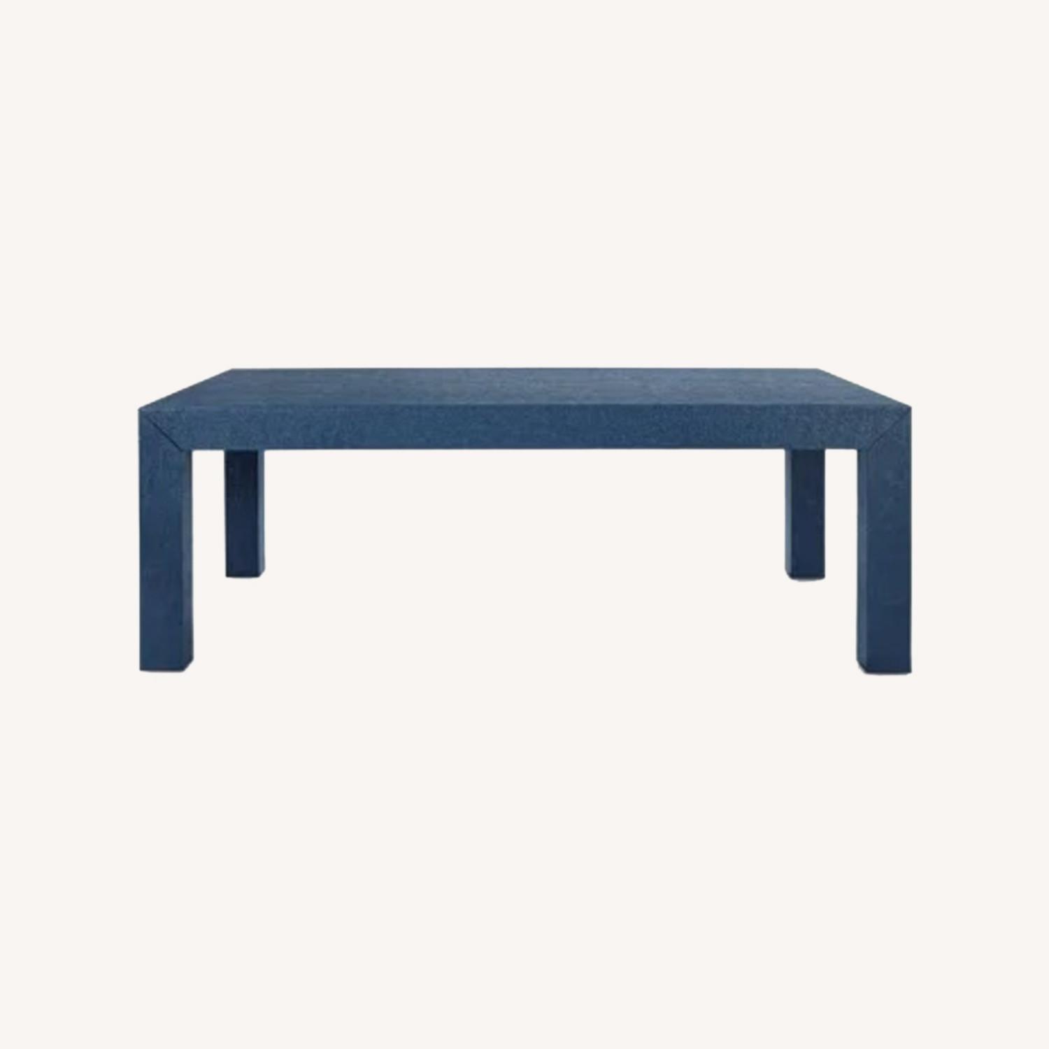 Navy Blue Grasscloth Finish Coffee Table - image-0