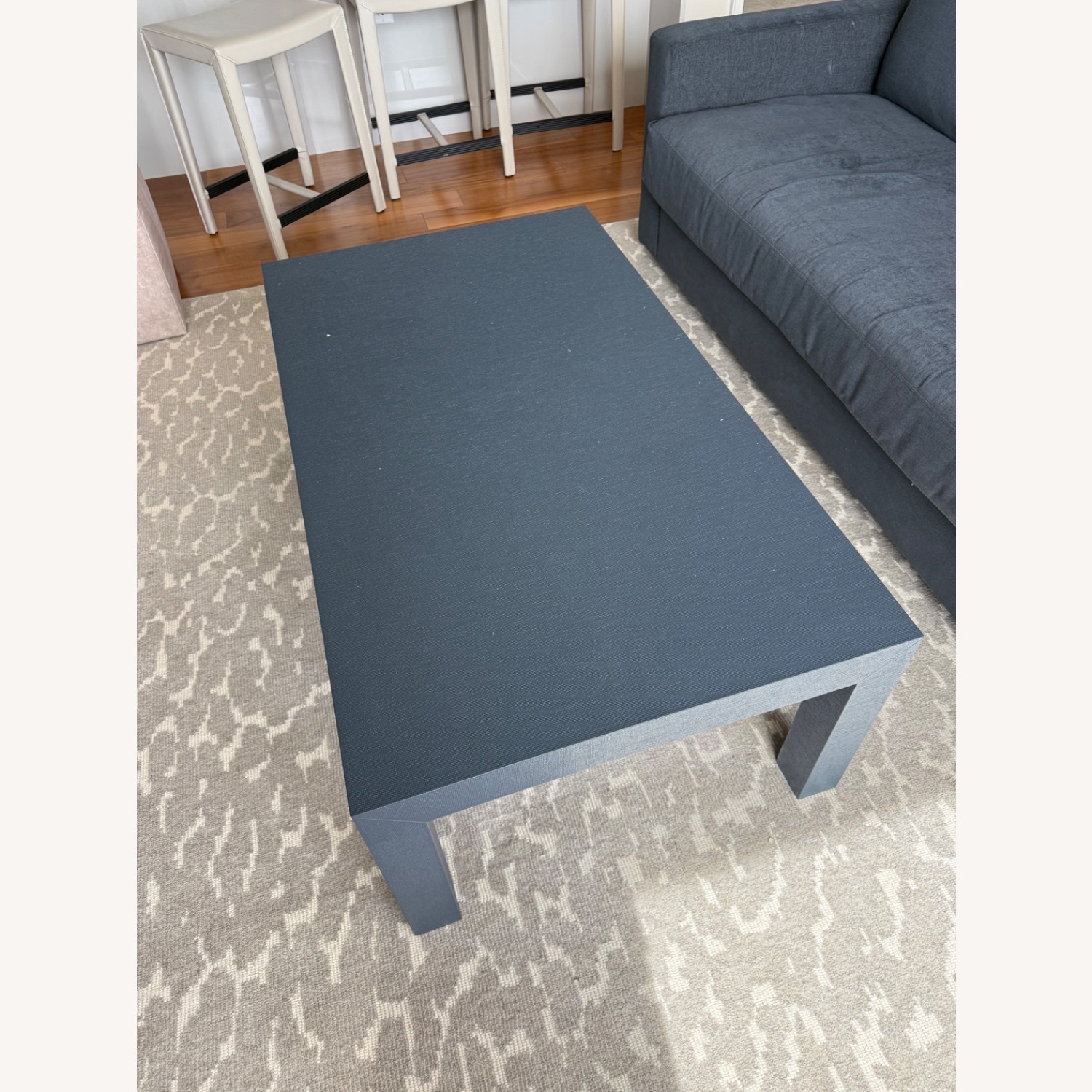 Navy Blue Grasscloth Finish Coffee Table - image-2