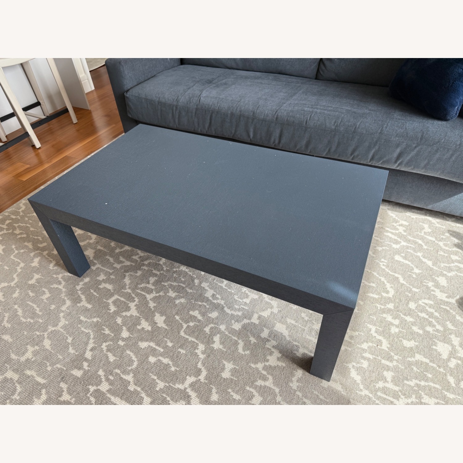 Navy Blue Grasscloth Finish Coffee Table - image-3