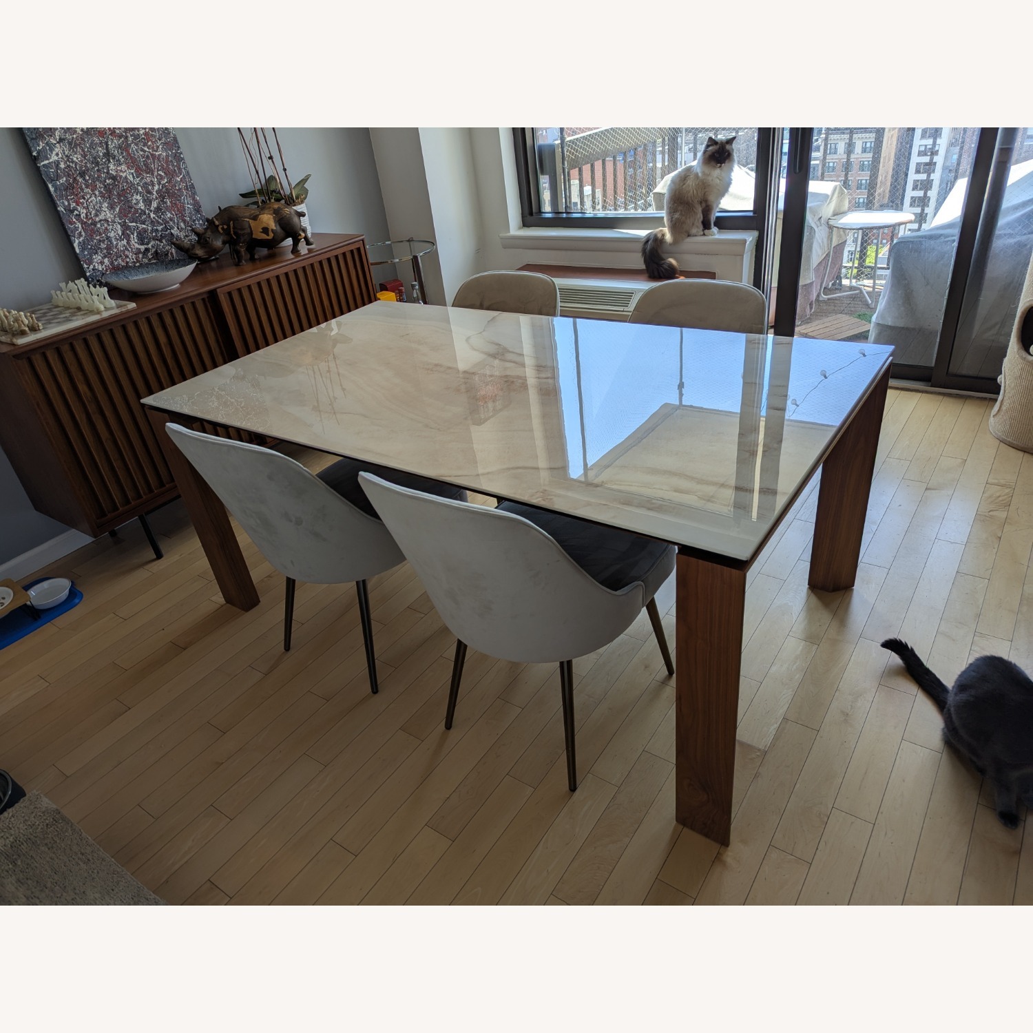 Calligaris Omnia Extendable Dining Table Onyx Marble Top - image-1