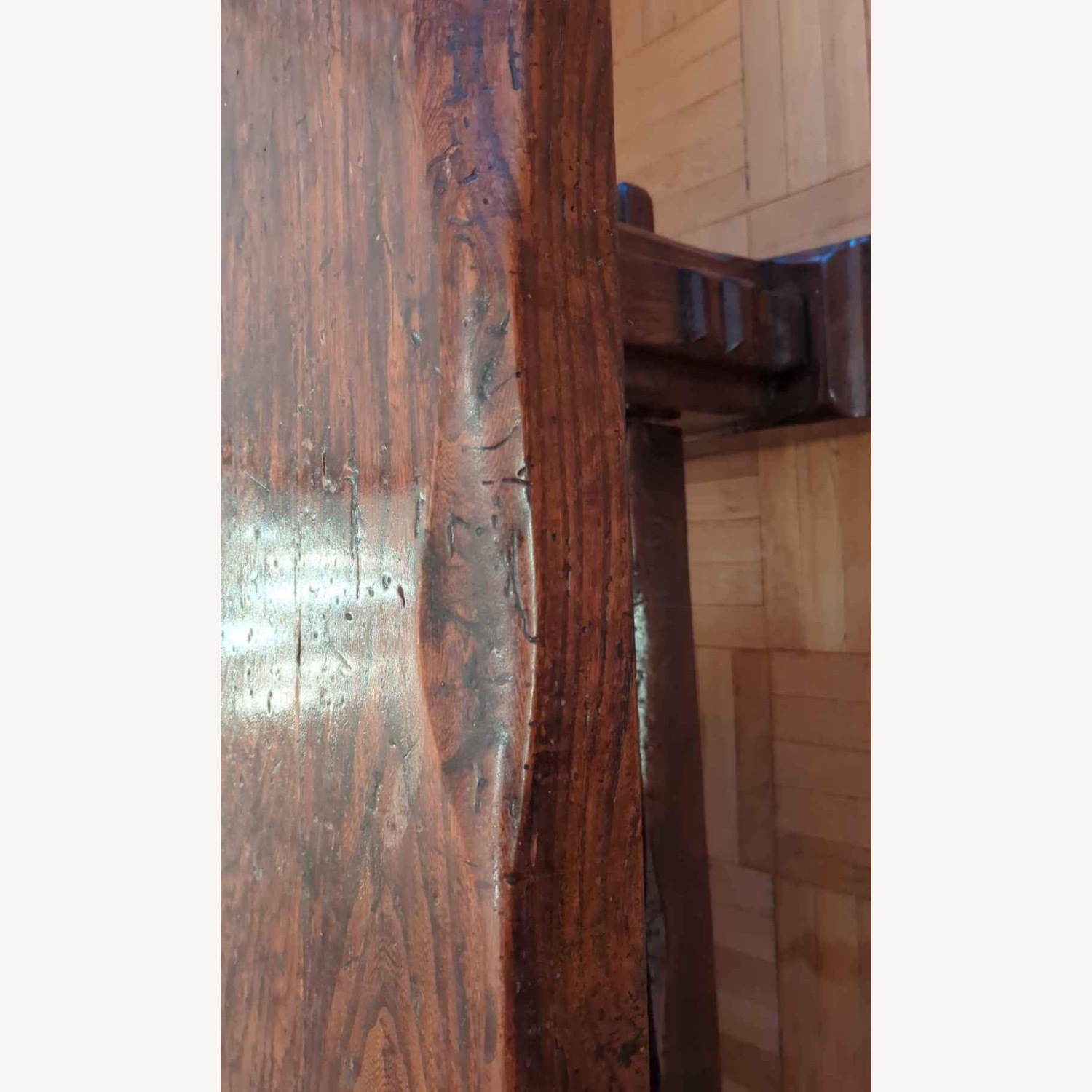 Antique French Oak Live Edge Trestle Table - image-6