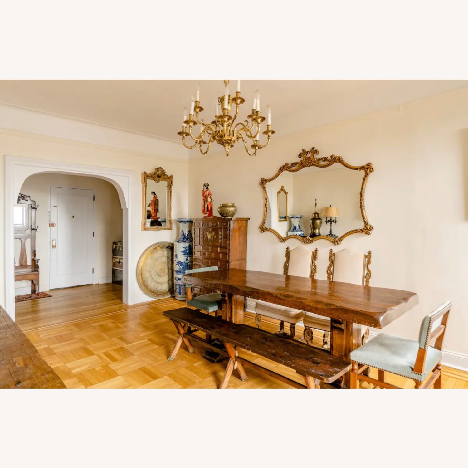 Antique French Oak Live Edge Trestle Table - image-10