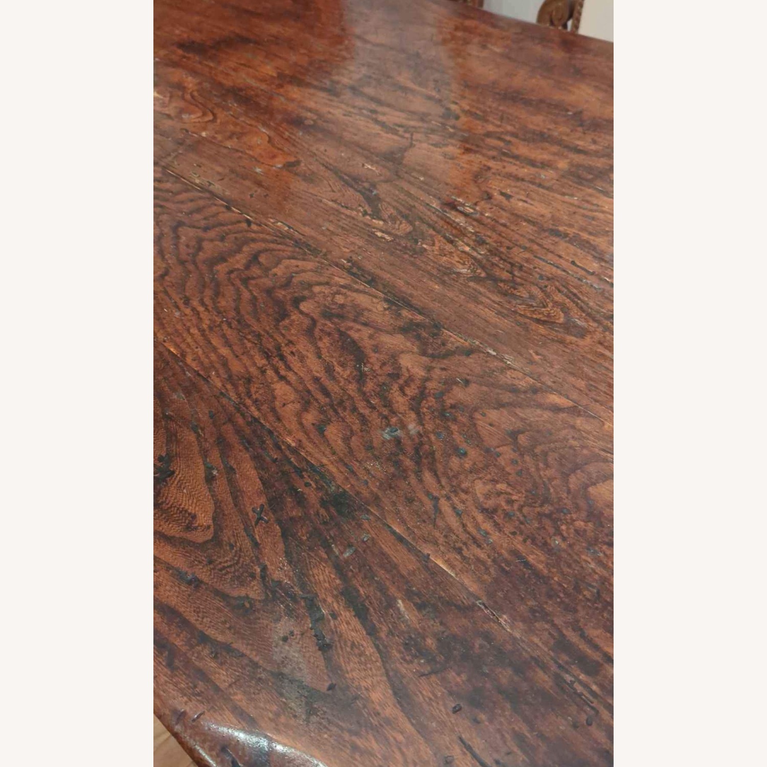 Antique French Oak Live Edge Trestle Table - image-5