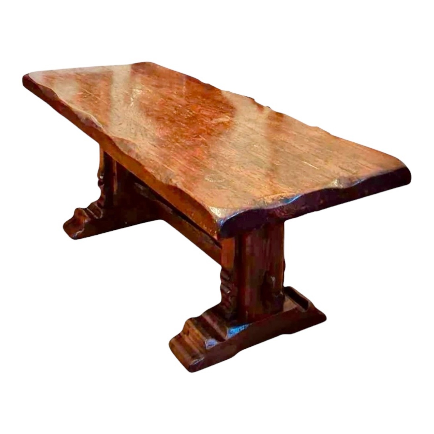 Antique French Oak Live Edge Trestle Table - image-8