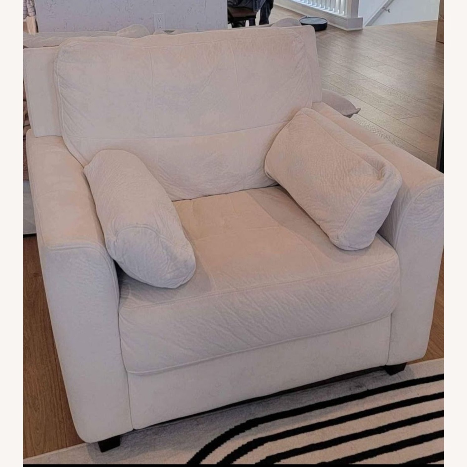 Elegant Suede Cream Armchair  - image-1