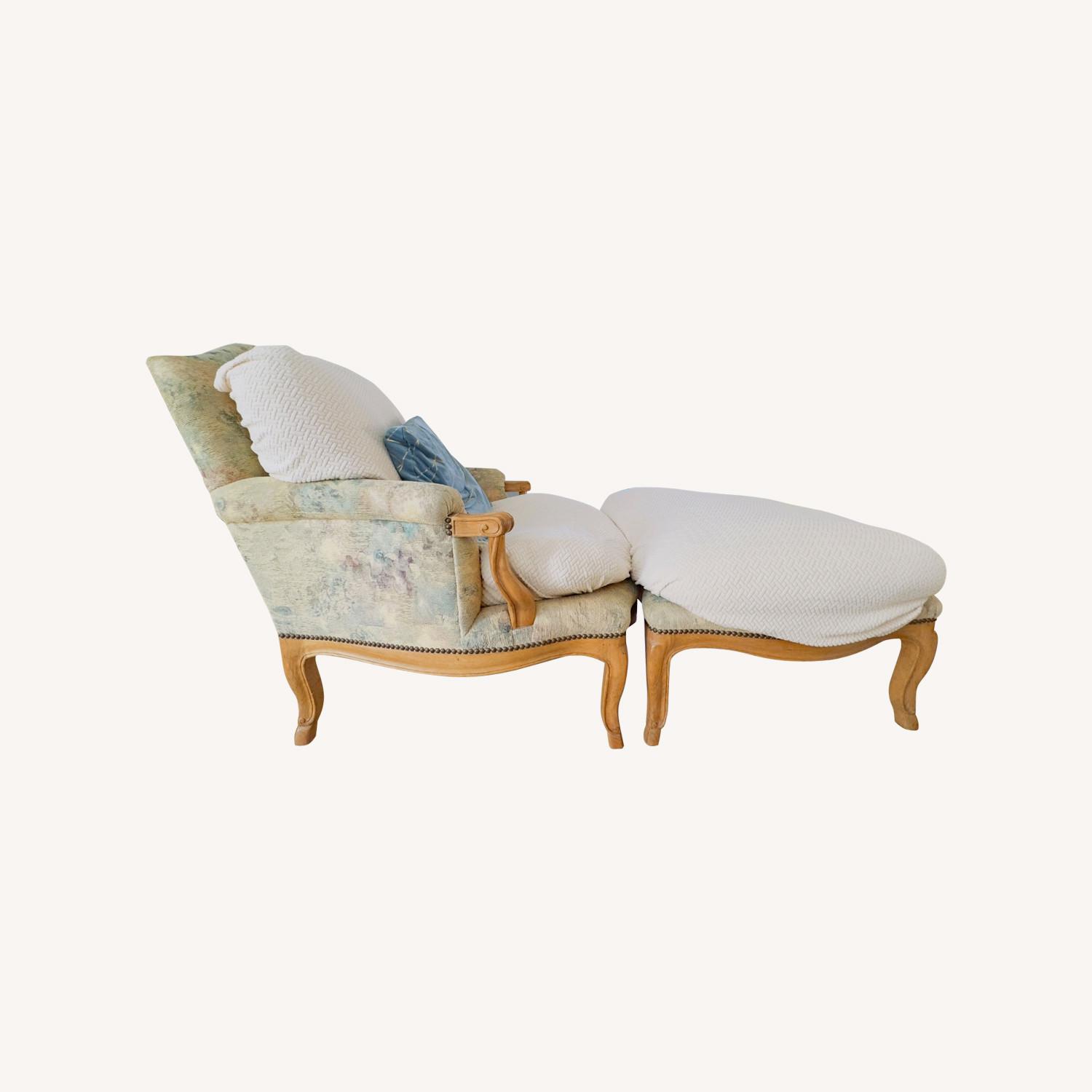 Vintage French-Style Lounge Chair W Ottoman - image-0