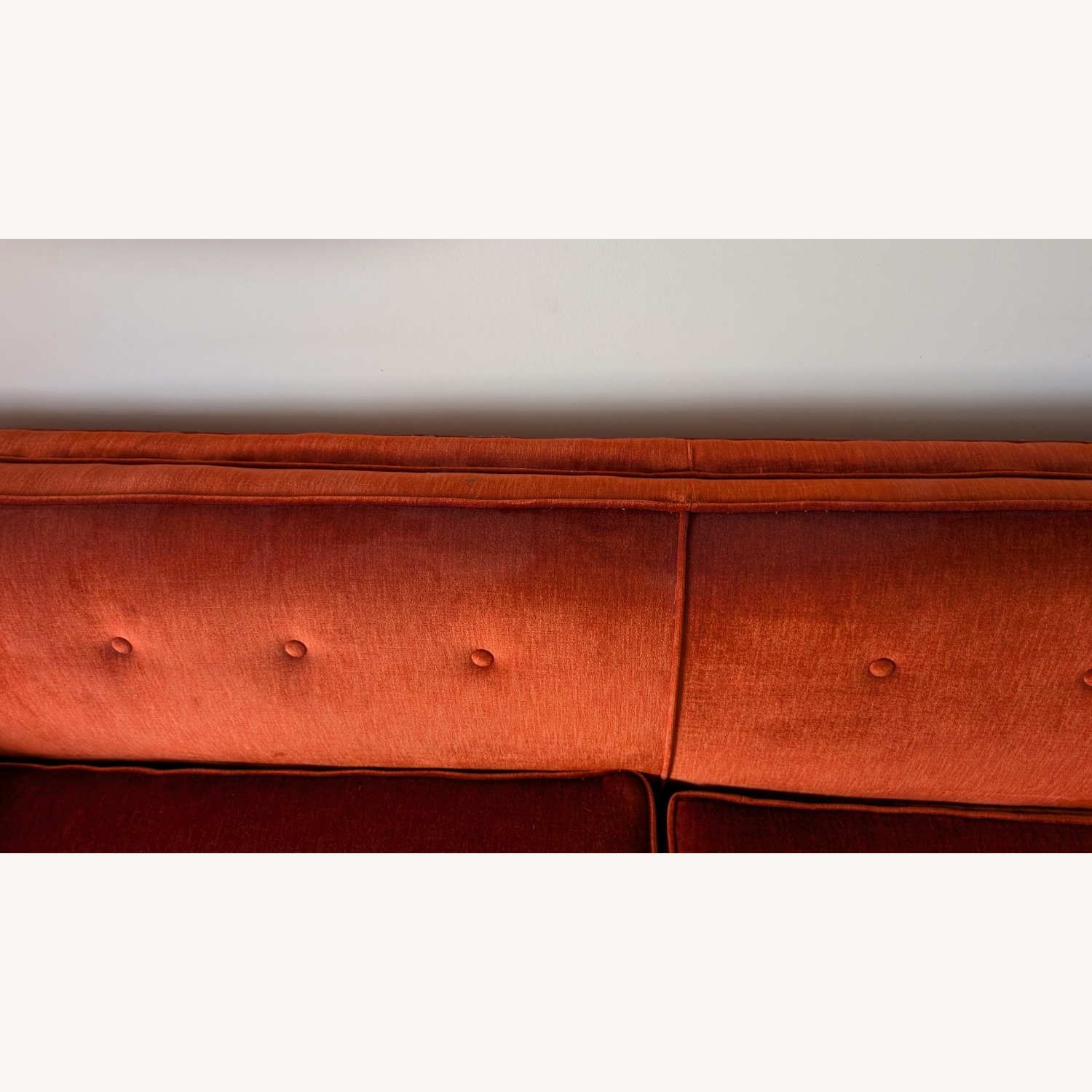 Vintage Orange Velvet Couch - image-4