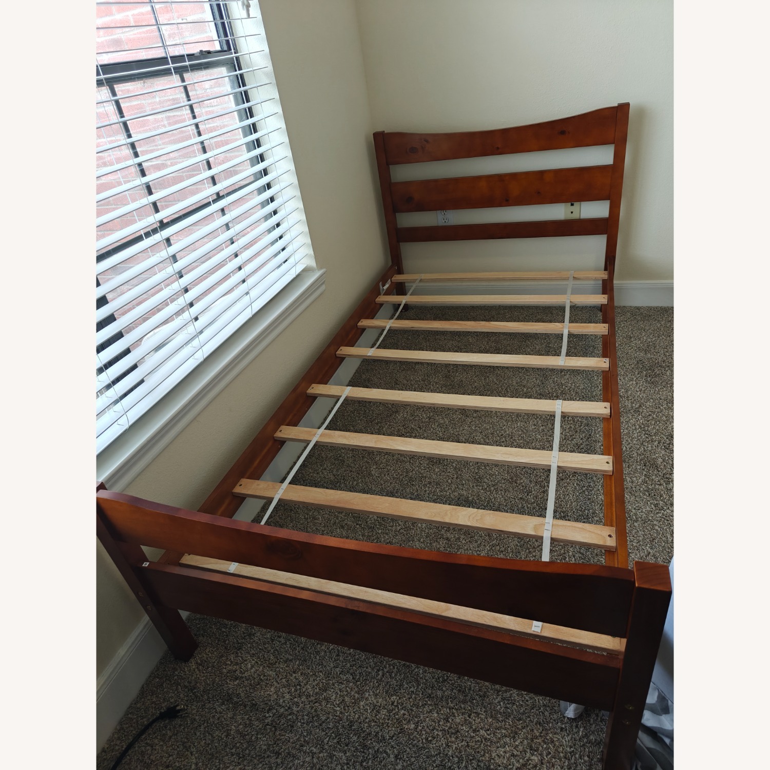 Giantex Wood Bed Frame Twin Size, Rustic Style - image-2